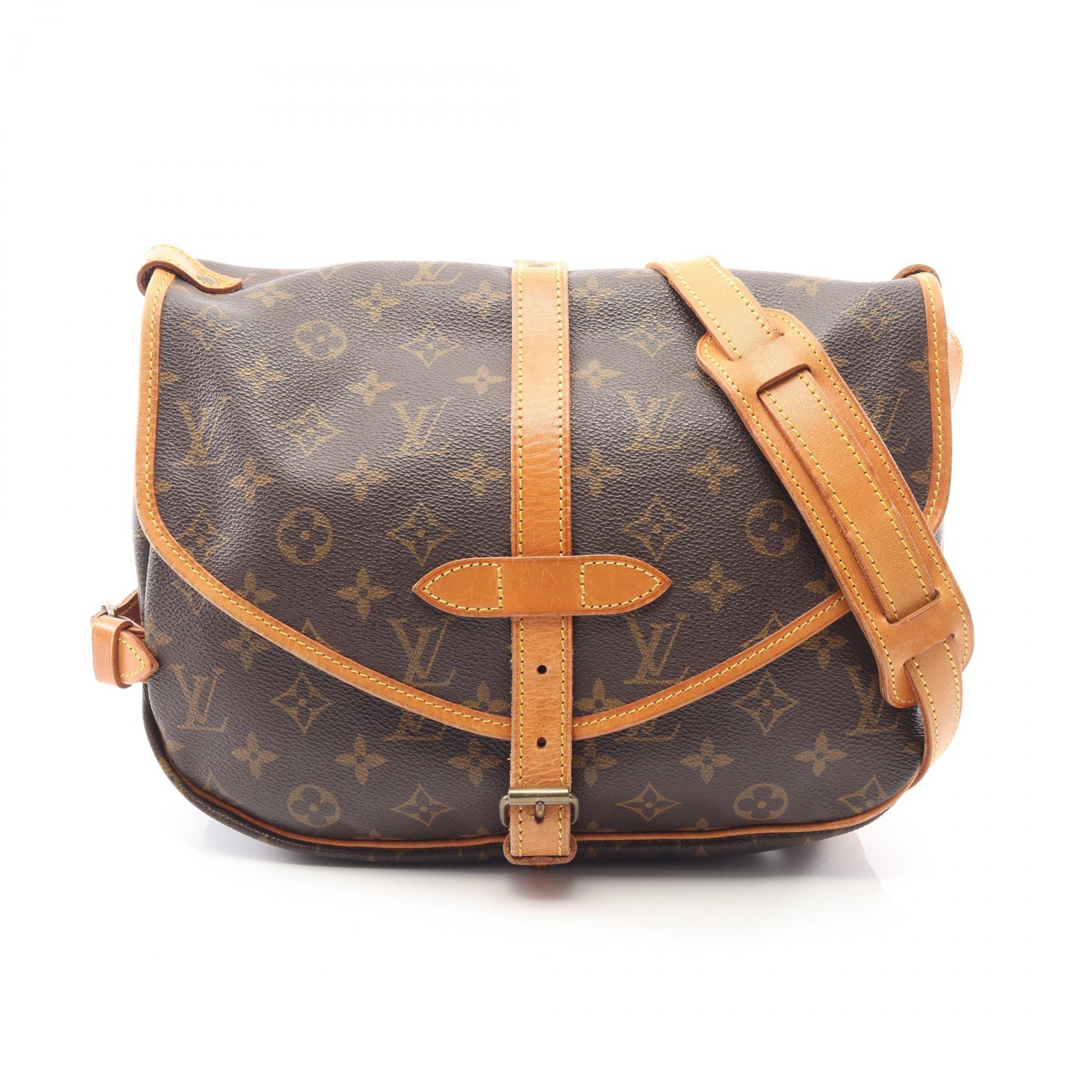 ルイ・ヴィトン LOUIS VUITTON ソミュール30 ショルダーバッグ バッグ PVCコーティングキャンバス レザー モノグラム ブラウン系 M42256 【中古】