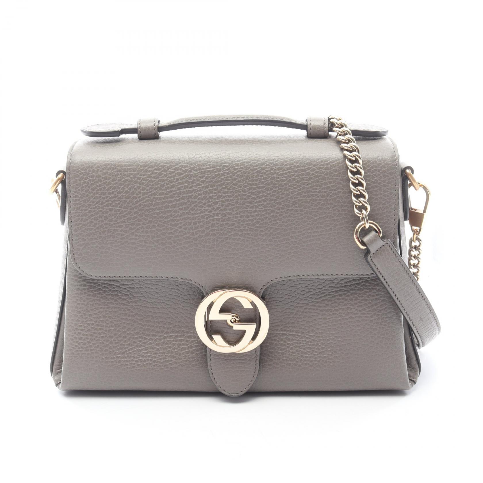 グッチ GUCCI インターロッキングG 2WAY ハンドバッグ バッグ レザー ベージュ系 510302 【中古】