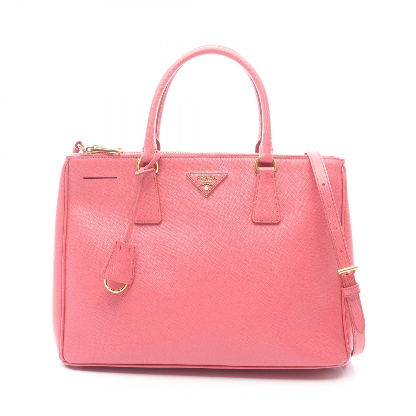 プラダ PRADA SAFFIANO LUX ガレリア 2WAY ハンドバッグ バッグ サフィアーノレザー ピンク系 【中古】｜RECLO（リクロ）店