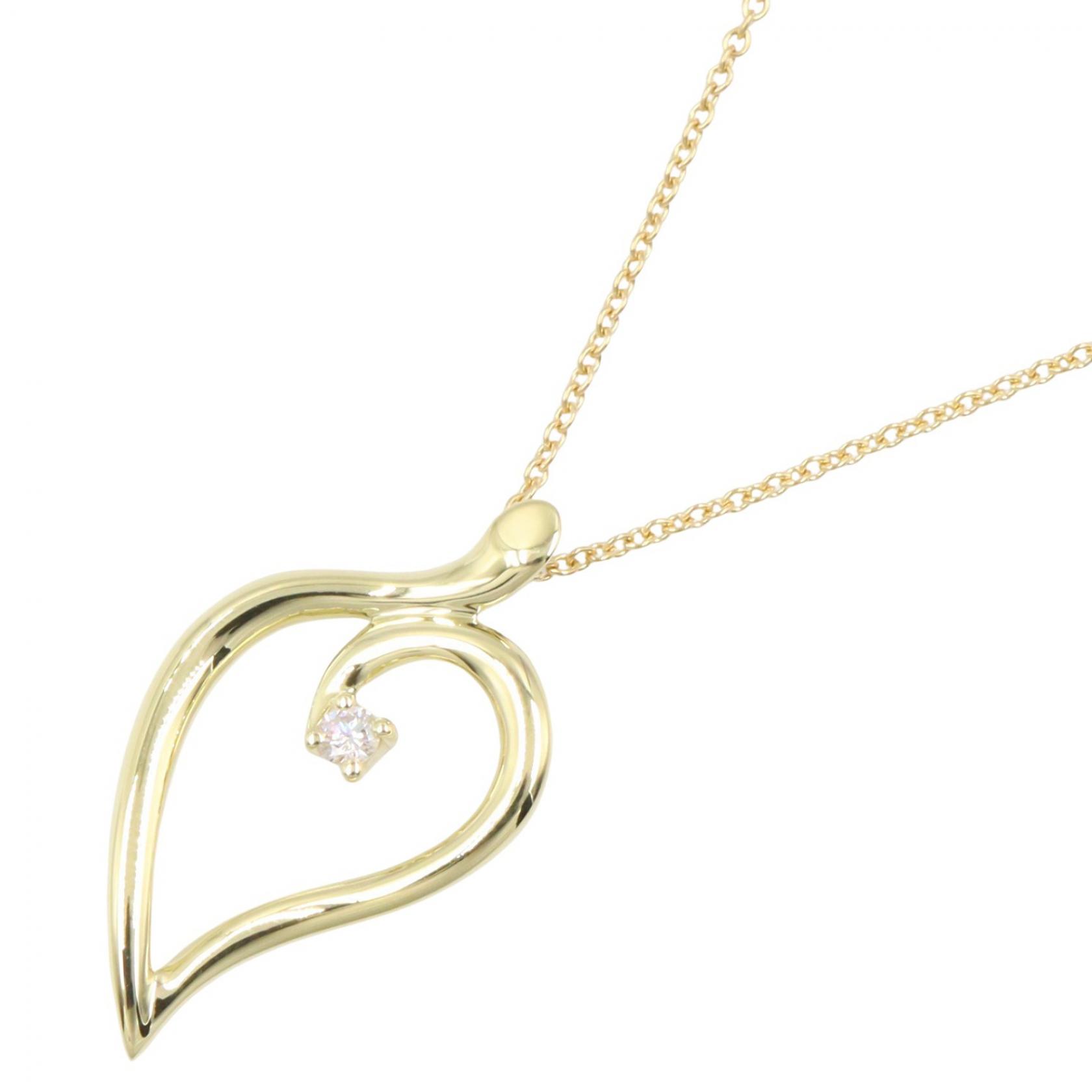 ティファニー TIFFANY＆CO リーフハート ネックレス 1PD ネックレス ジュエリー K18（イエローゴールド） ダイヤモンド ゴールド系 / クリア系 【中古】