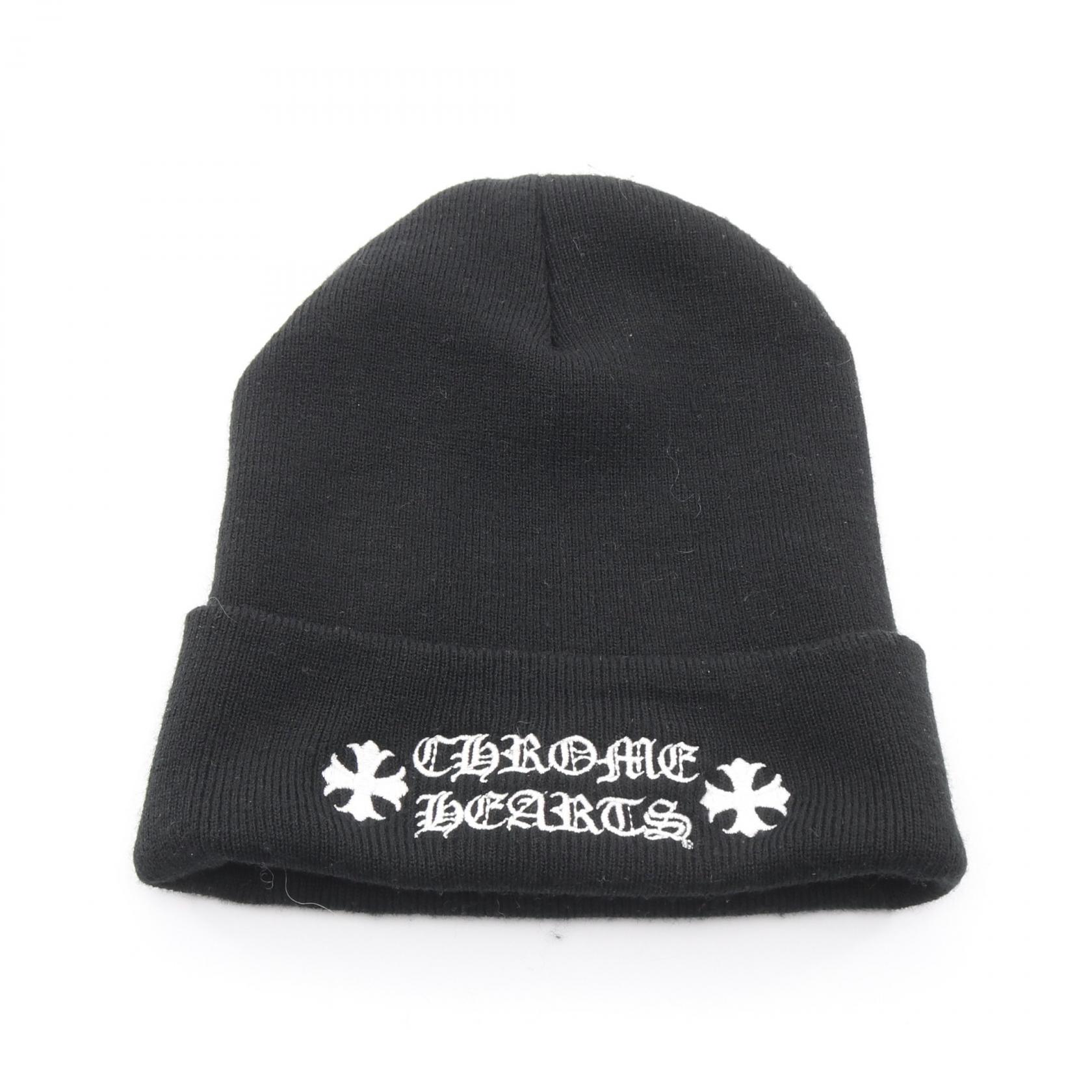 クロムハーツ CHROME HEARTS ニット帽子 ニットキャップ 帽子 アクリル ブラック系 【中古】