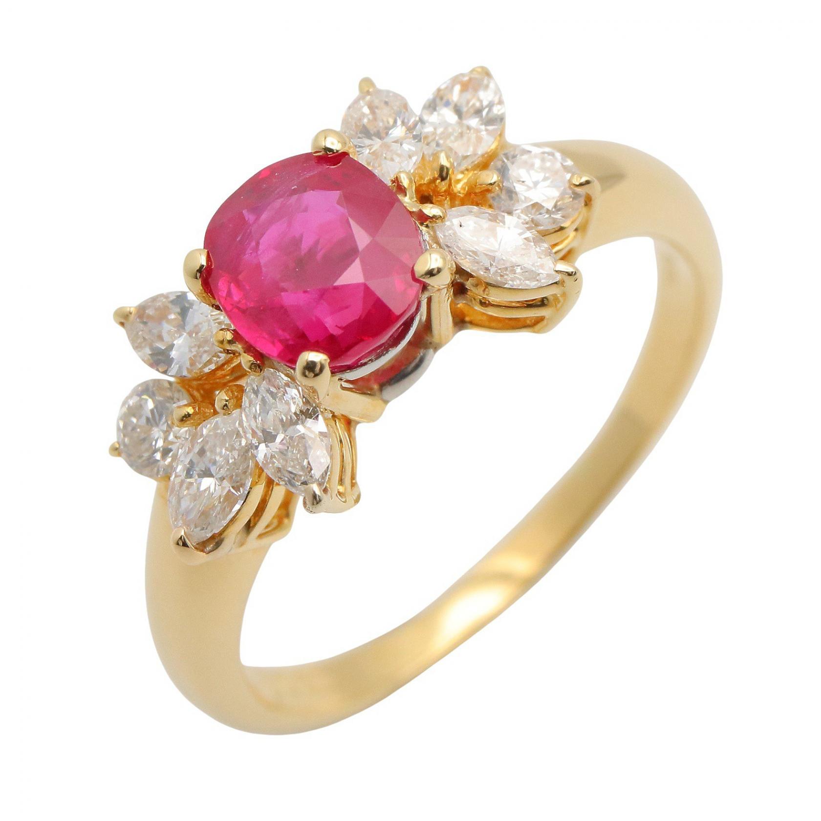 ジュエリー JEWELRY ルビー ダイヤ リング リング・指輪 ジュエリー K18（イエローゴールド） Pt900プラチナ ルビー / ダイヤモンド レッド系 / クリア系 / ゴールド系 / シルバー系 ﾙﾋﾞｰ 3.8g 【中古】