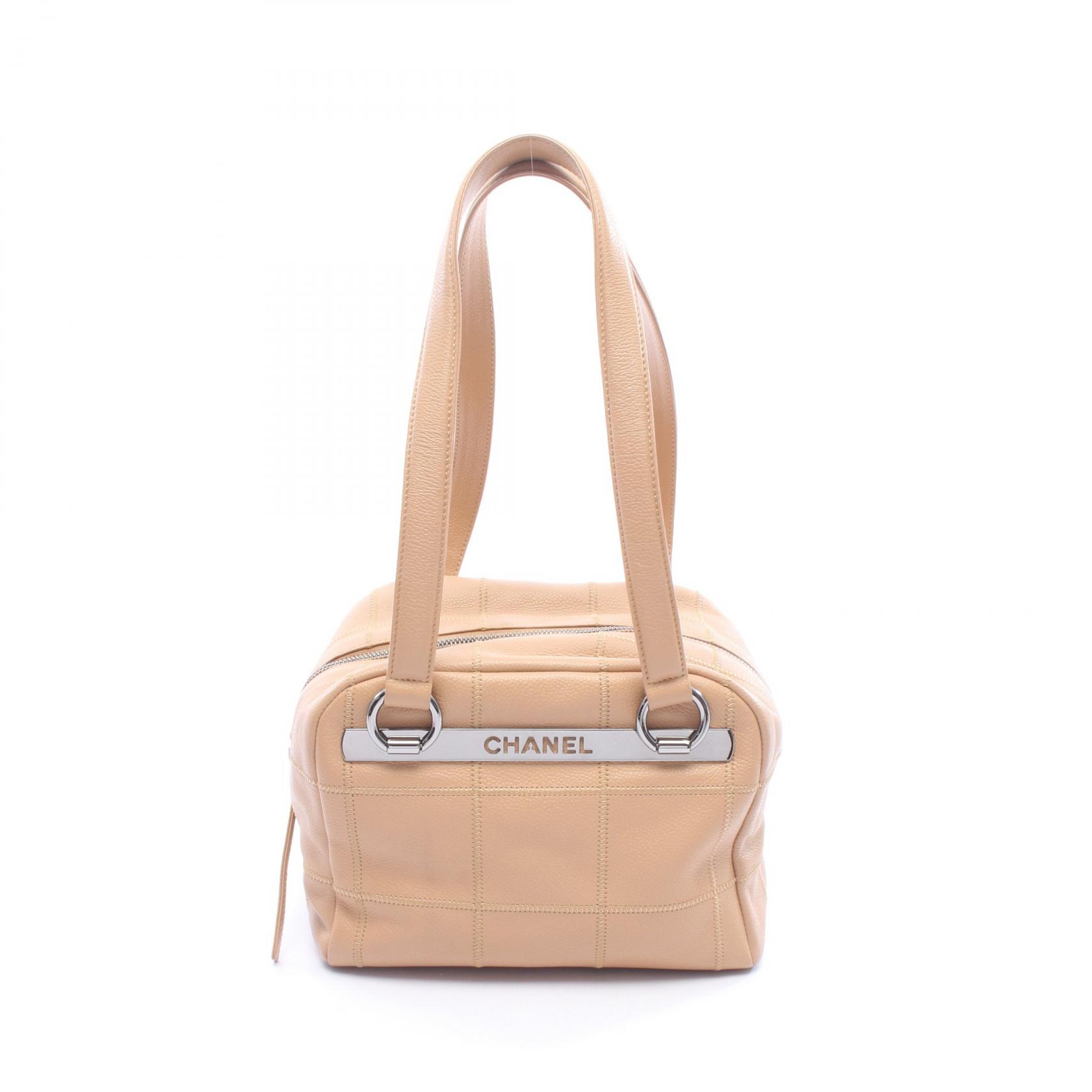シャネル CHANEL チョコバー ハンドバッグ バッグ カーフ(牛革) ベージュ系 【中古】