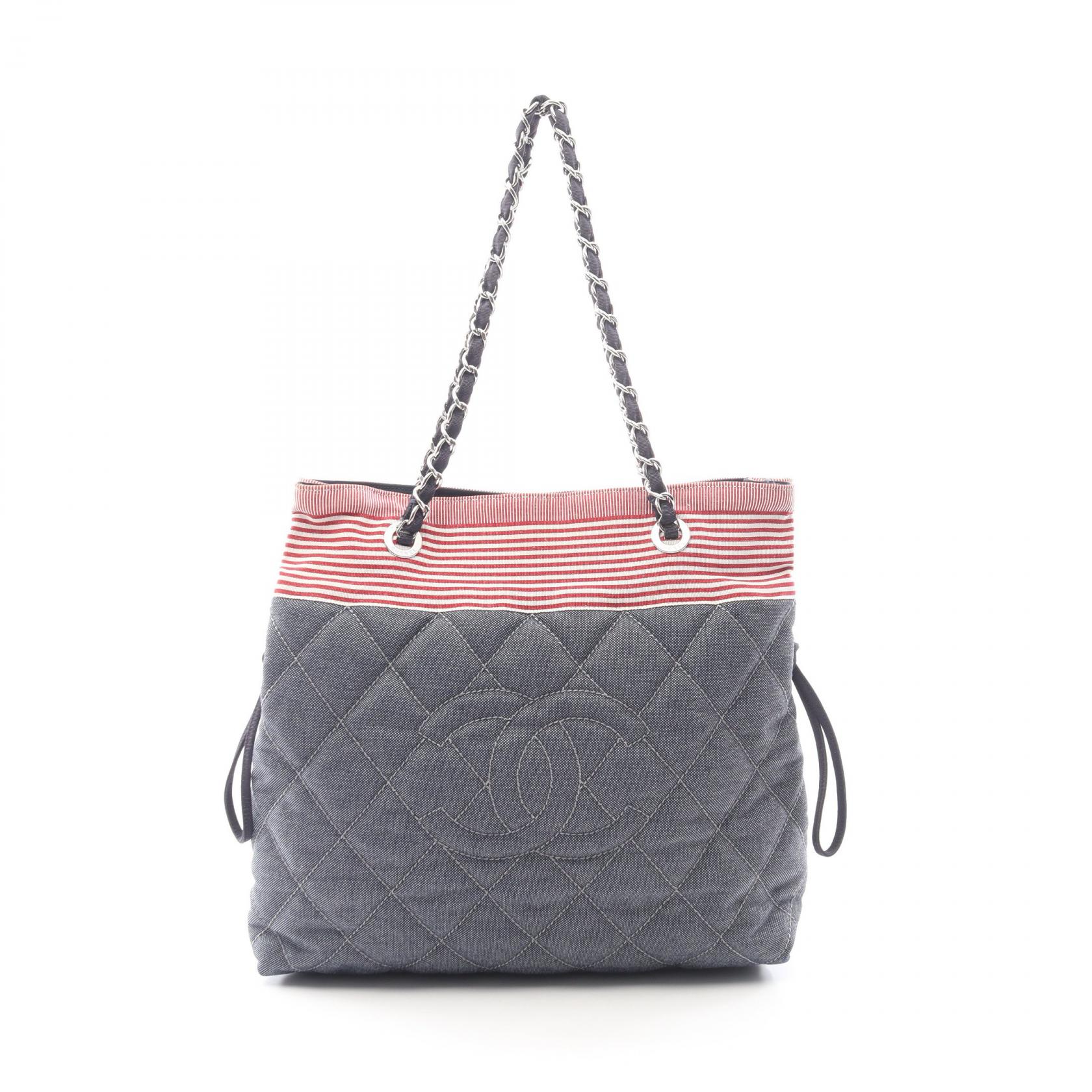シャネル CHANEL トートバッグ バッグ デニム キャンバス ネイビー系 / レッド系 / マルチカラー 【中古】