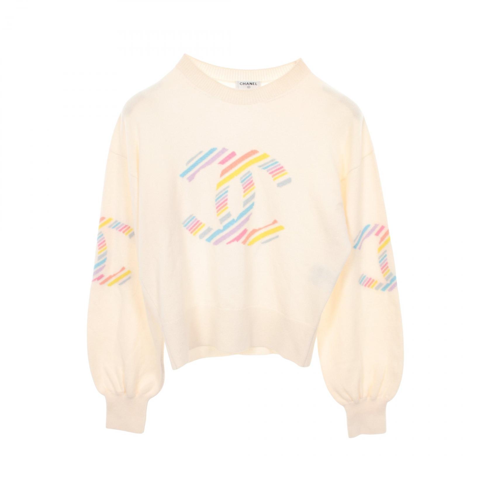 シャネル CHANEL ココマーク ニット 衣料品 トップス カシミヤ ホワイト系 / マルチカラー P60510K46043 【中古】