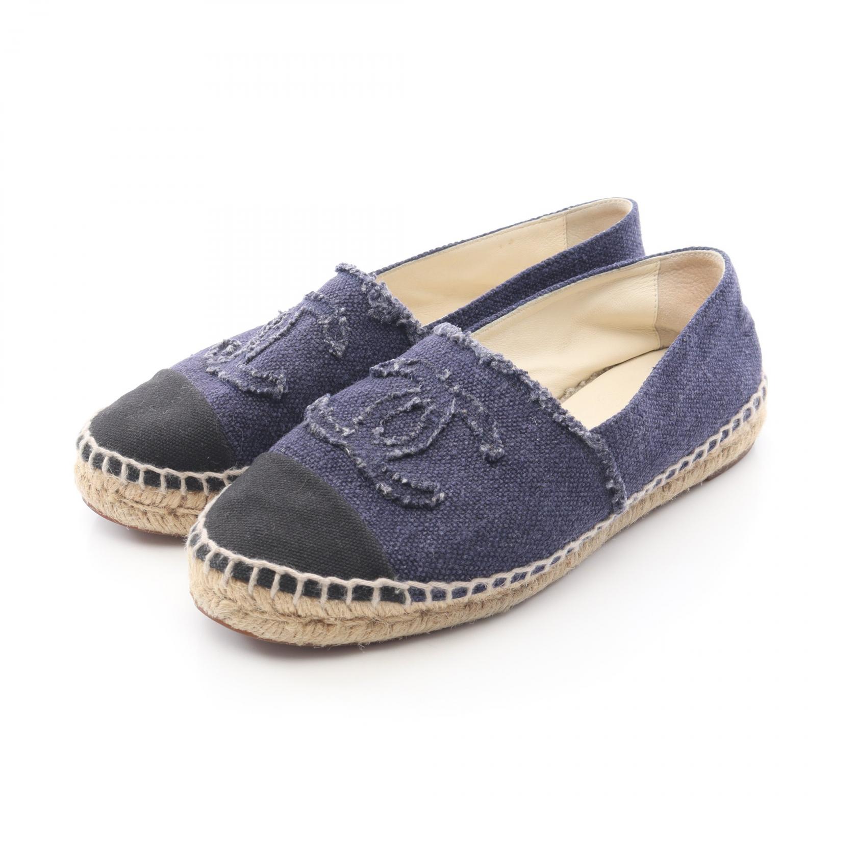 シャネル CHANEL ココマーク 靴 キャンバス ネイビー系 G29762 【中古】