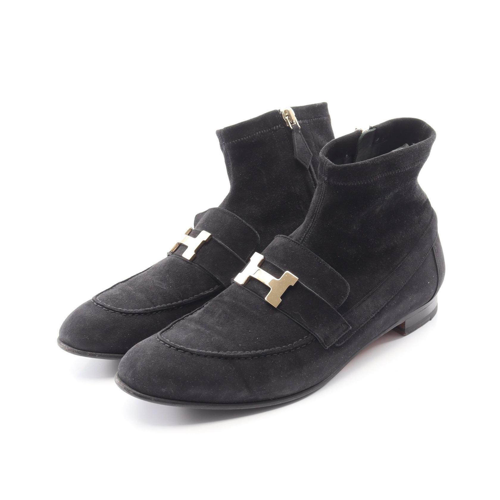 エルメス HERMES サントノーレ コンスタンス ショート ブーツ 靴 スウェード ブラック系 【中古】 52,800円