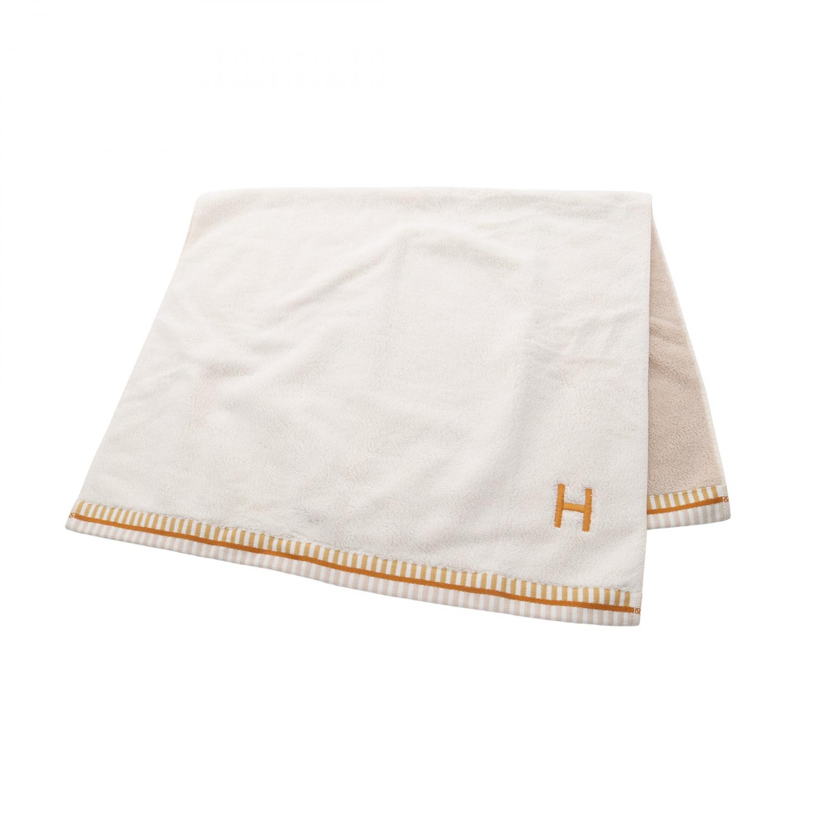 エルメス HERMES カレタオル ヴィス ヴェルサ タオル 衣料品 コットン アイボリー系 【中古】