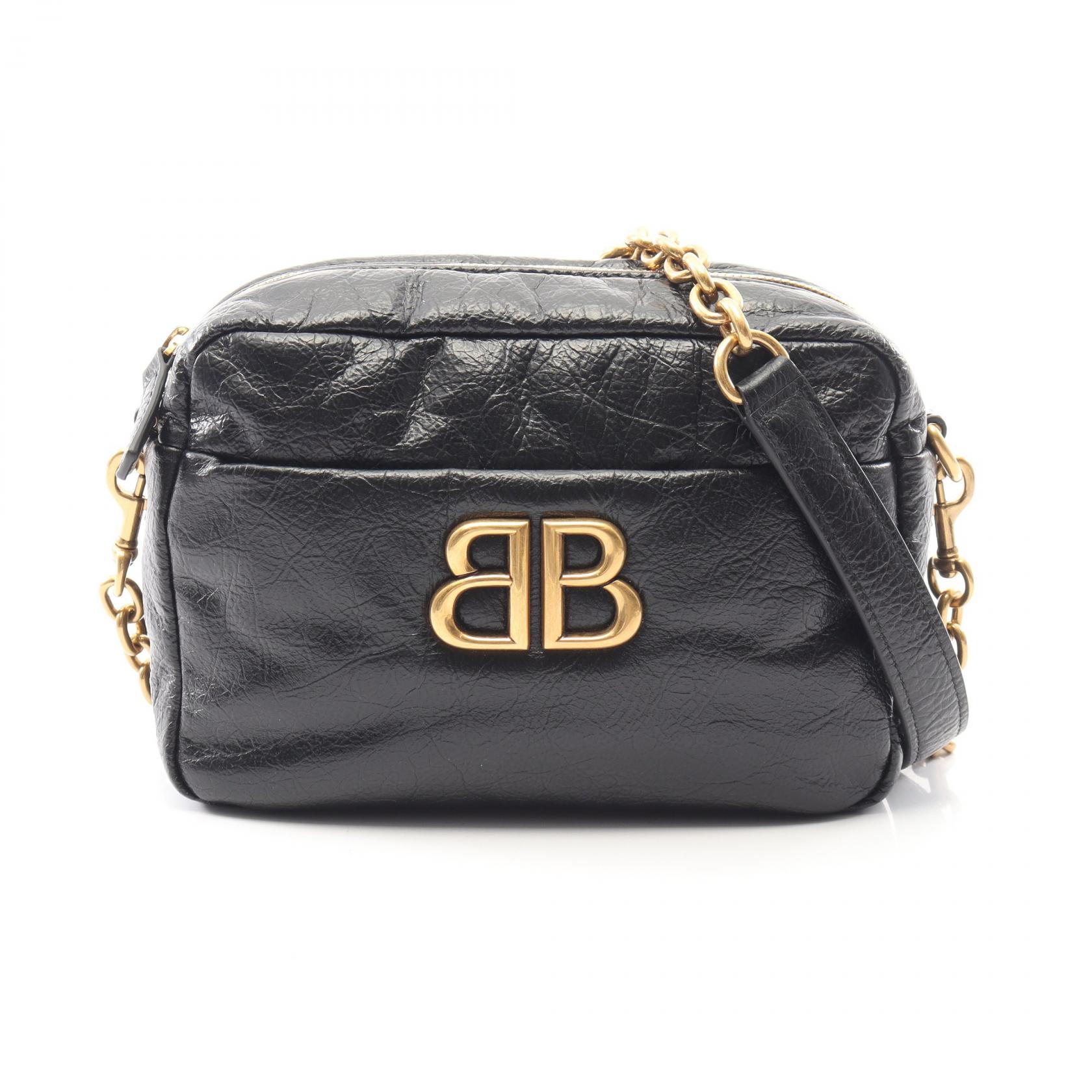バレンシアガ BALENCIAGA MONACO XS カメラバッグ ショルダーバッグ バッグ レザー ブラック系 806459 【中古】