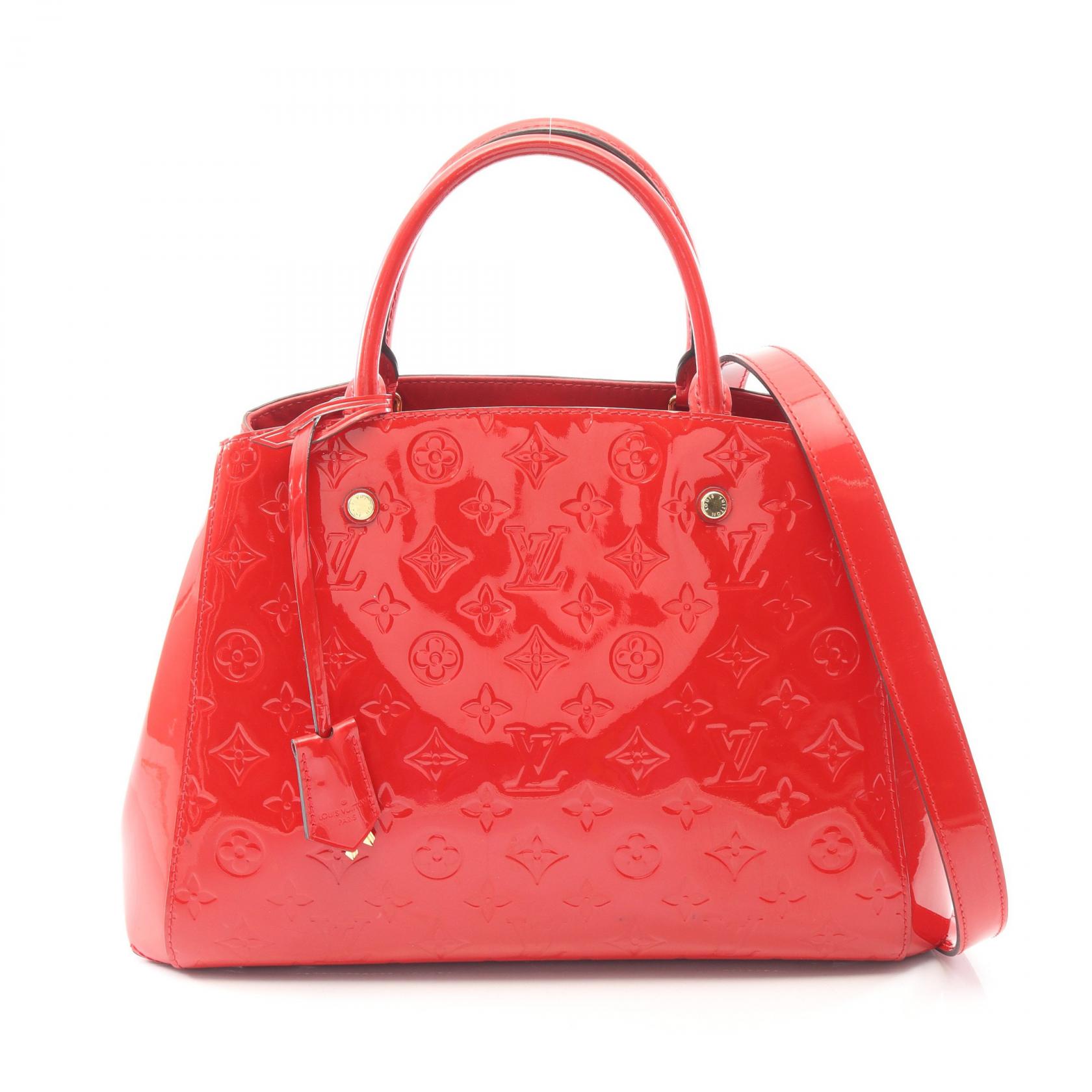 【15%OFFクーポン 7/19 20時~7/26 9:59】ルイ・ヴィトン LOUIS VUITTON モンテーニュMM 2WAY ハンドバッグ バッグ レザー ヴェルニ レッド系 M50167 【中古】|RECLO(リクロ)店