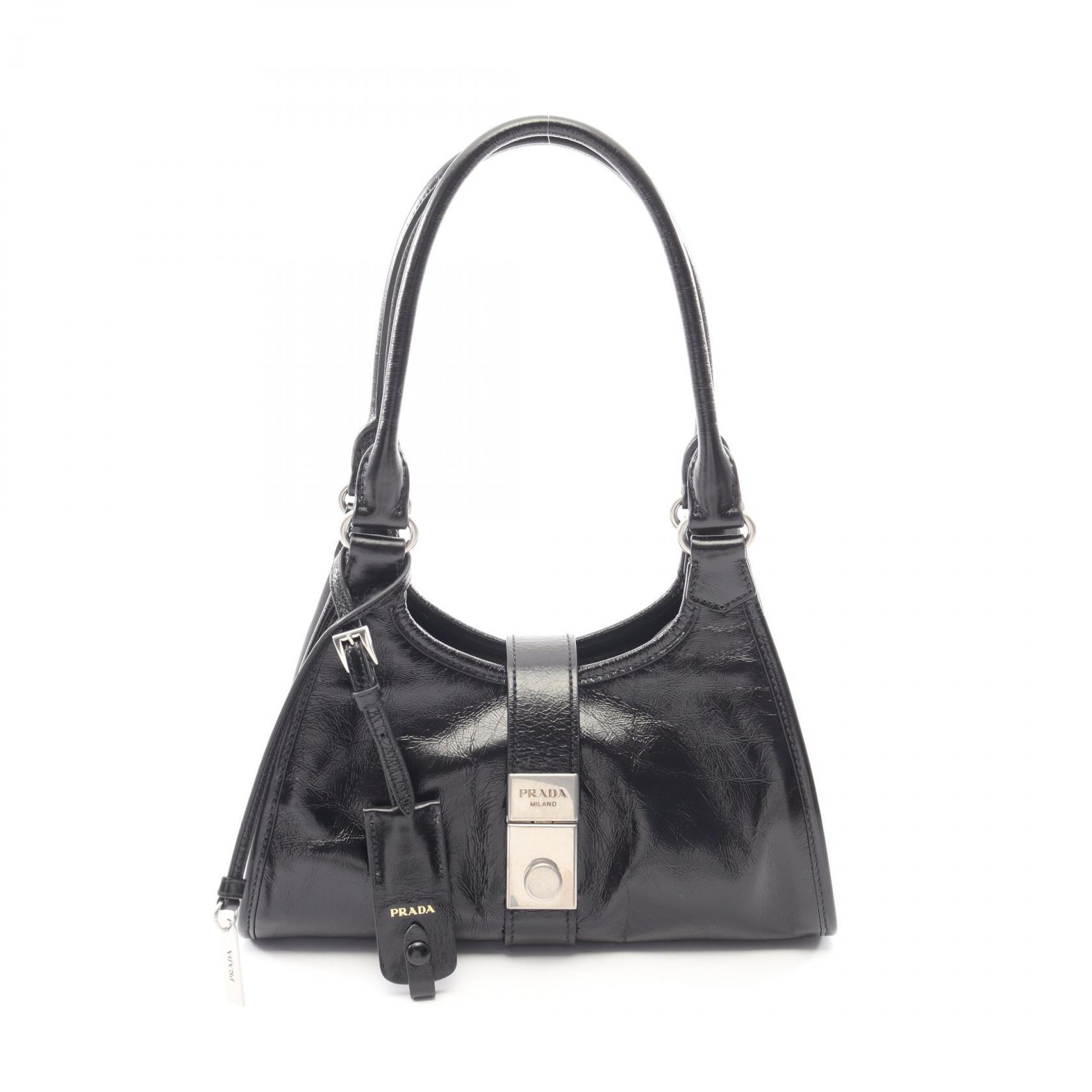 プラダ PRADA SOFT LUX ハンドバッグ バッグ レザー ブラック系 【中古】