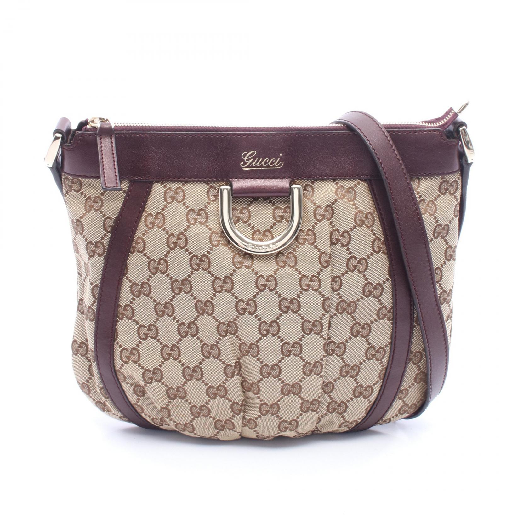 グッチ GUCCI アビー ショルダーバッグ バッグ キャンバス レザー ベージュ系 / ボルドー系 203257 【中古】