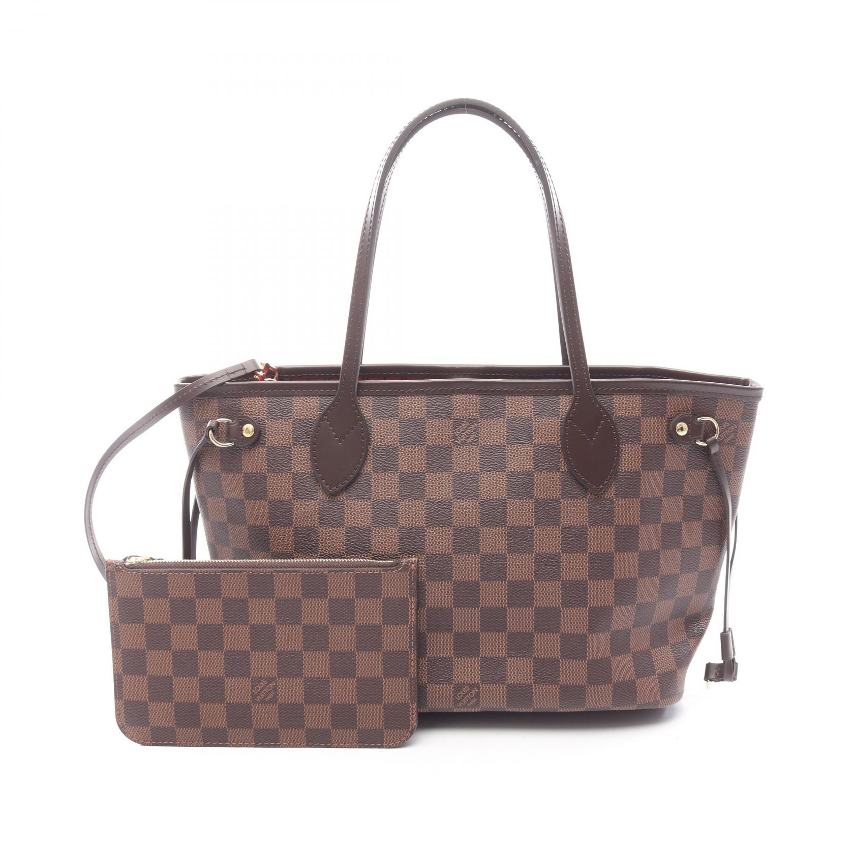 ルイ・ヴィトン LOUIS VUITTON ネヴァーフルPM ダミエエベヌ トートバッグ バッグ PVCコーティングキャンバス レザー ブラウン系 N41359 【中古】