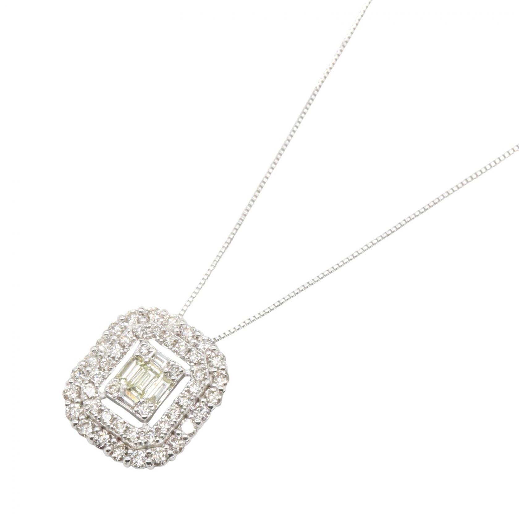 ジュエリー JEWELRY ダイヤモンド ネックレス ネックレス ジュエリー K18WG（ホワイトゴールド） ダイヤモンド シルバー系 / クリア系 ﾀﾞｲﾔ 3.6g 【中古】
