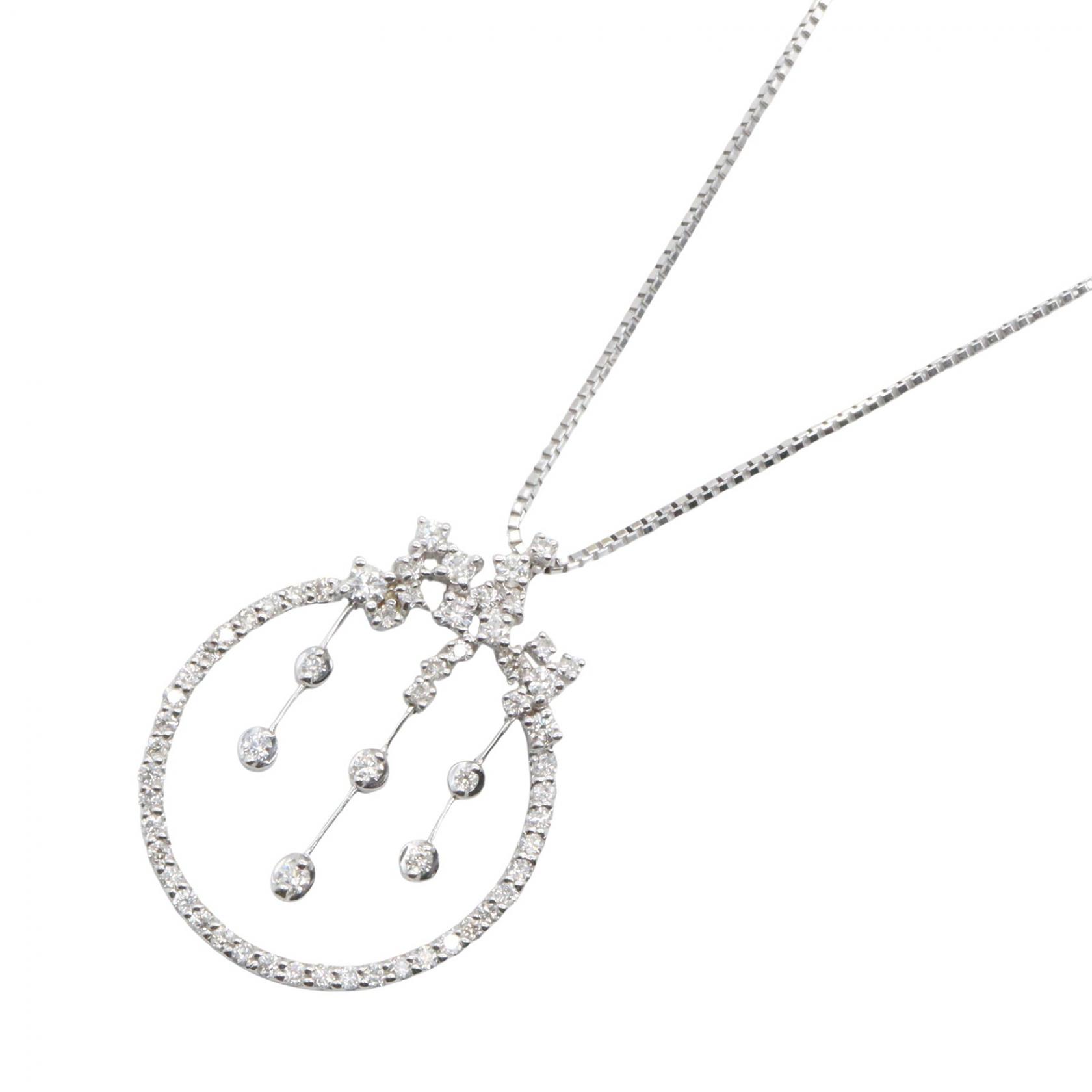ジュエリー JEWELRY ダイヤモンド ネックレス ネックレス ジュエリー K18WG（ホワイトゴールド） ダイヤモンド シルバー系 / クリア系 ﾀﾞｲﾔ 8.2g 【中古】