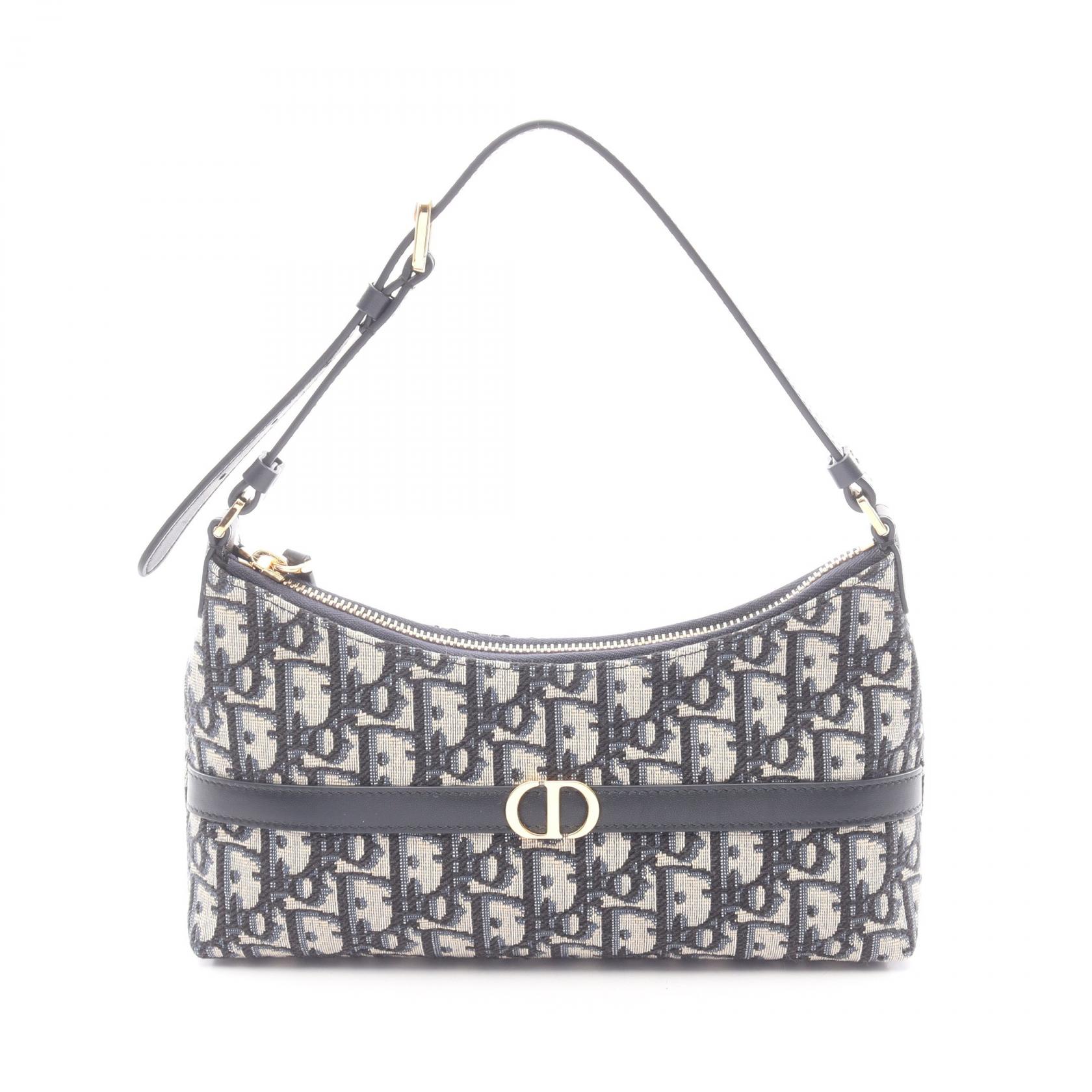 ディオール Dior 30 Montaigne Cigale オブリーク ハンドバッグ バッグ キャンバス レザー ベージュ系 / ネイビー系 S2381UTZQ 【中古】