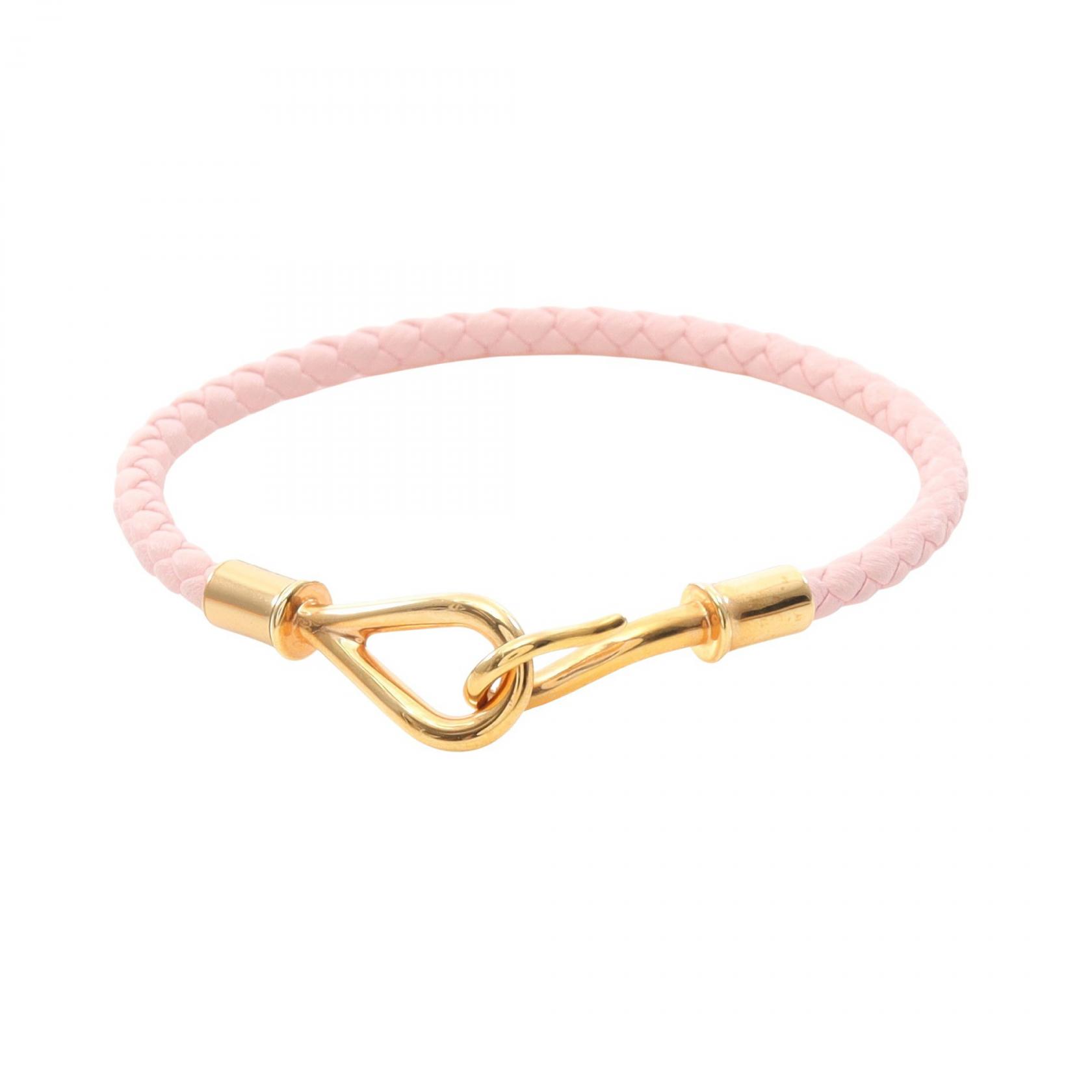 エルメス HERMES ジャンボ ブレスレット アクセサリー GP（ゴールドメッキ） レザー ゴールド系 / ピンク系 【中古】
