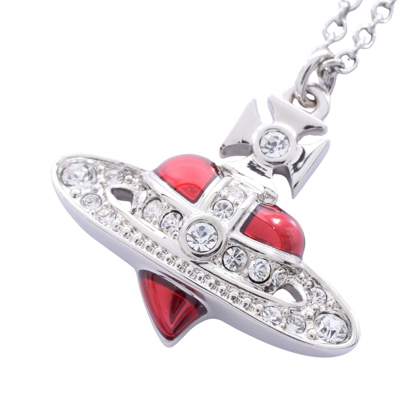 ヴィヴィアンウエストウッド Vivienne Westwood DIAMANTE HEART ネックレス ジュエリー ステンレススチール ラインストーン シルバー系 / レッド系 / クリア系 630203BM/02P383 【新品】