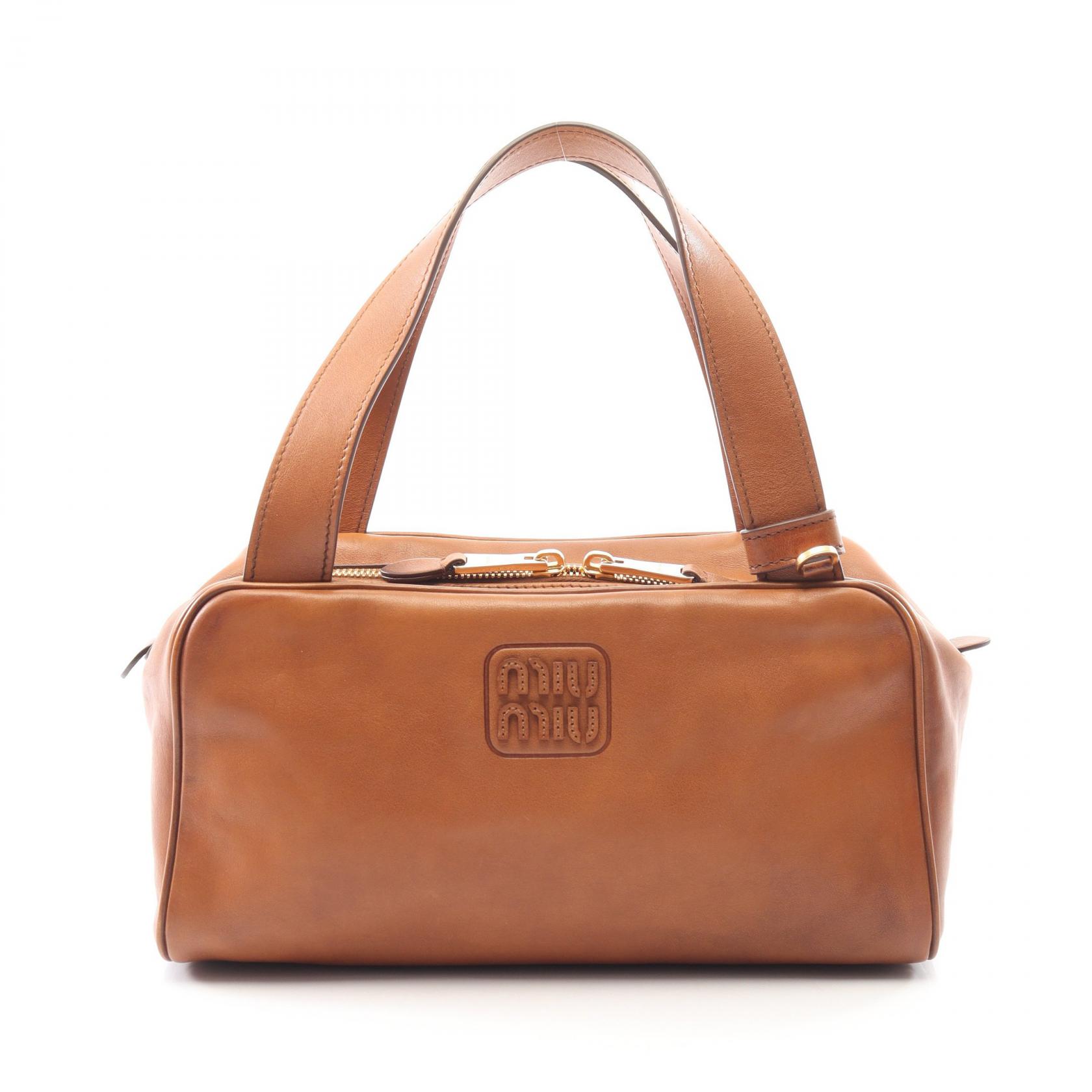 ミュウ ミュウ Miu Miu VITTELO ANTIC ハンドバッグ バッグ レザー ブラウン系 5BB182 【中古】
