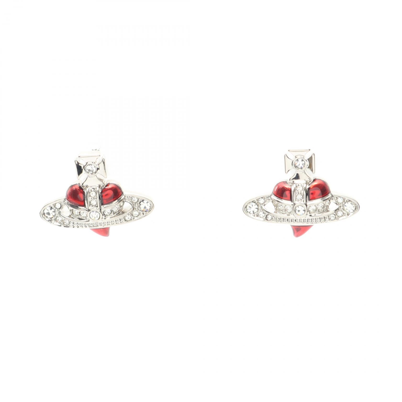 ヴィヴィアンウエストウッド Vivienne Westwood NEW DIAMANTE HEART ピアス ジュエリー ステンレススチール ラインストーン シルバー系 / レッド系 / クリア系 6201033K/02P383 【新品】