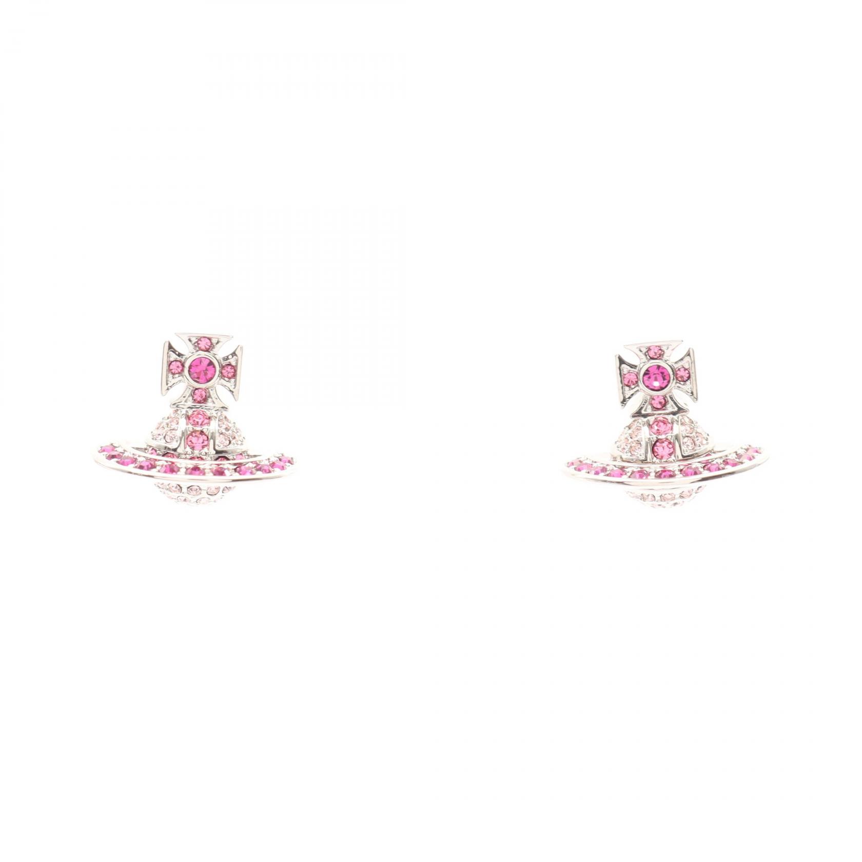 ヴィヴィアンウエストウッド Vivienne Westwood キカ オーブ ピアス ジュエリー ステンレススチール ラインストーン シルバー系 / ピンク系 62010371/02P689 【新品】｜RECLO（リクロ）店