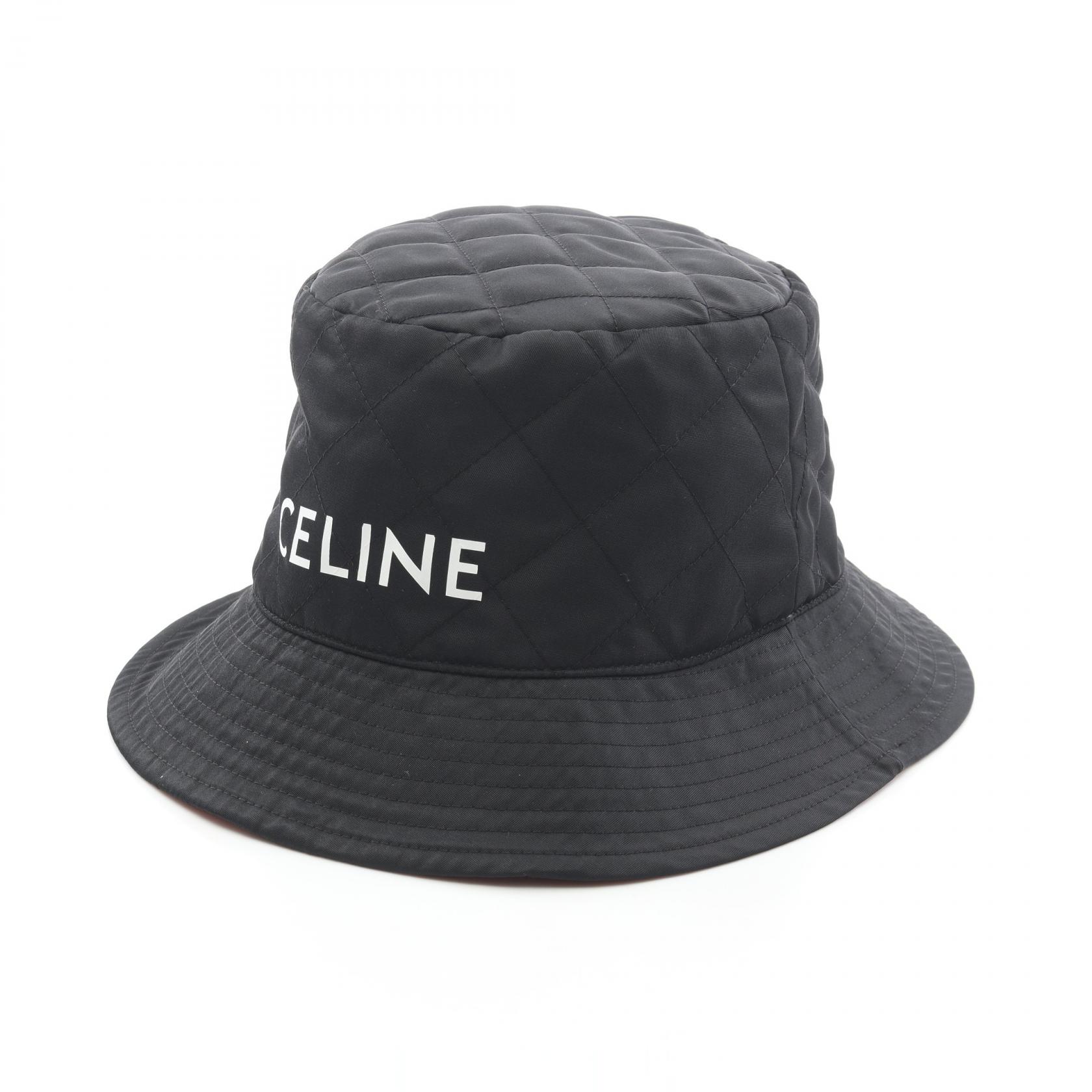 セリーヌ CELINE ナイロンツイル キルティング バケット 帽子 ナイロン ブラック系 【中古】
