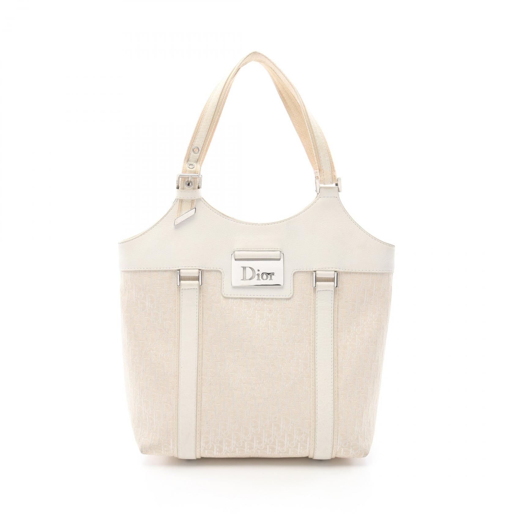 【15%OFFクーポン 7/19 20時~7/26 9:59】ディオール Dior ストリートシック トロッター ハンドバッグ バッグ キャンバス レザー アイボリー系 / ホワイト系 【中古】|RECLO(リクロ)店