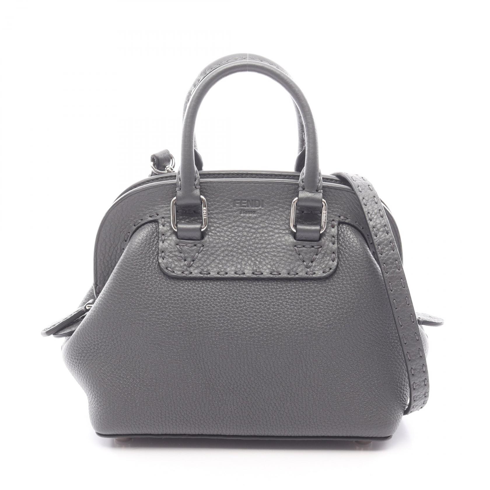 フェンディ FENDI セレリア ミニ アデーレ 2WAY ハンドバッグ バッグ レザー グレー系 8BN258 【中古】