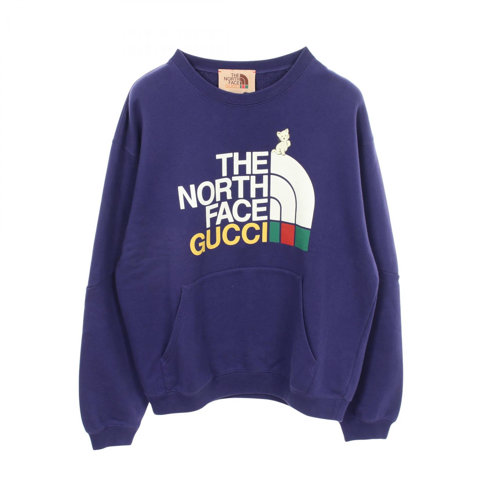 グッチ GUCCI GUCCI × THE NORTH FACE ロゴプリント ポケット付き スウェット 衣料品 トップス コットン パープル系 617964 【中古】