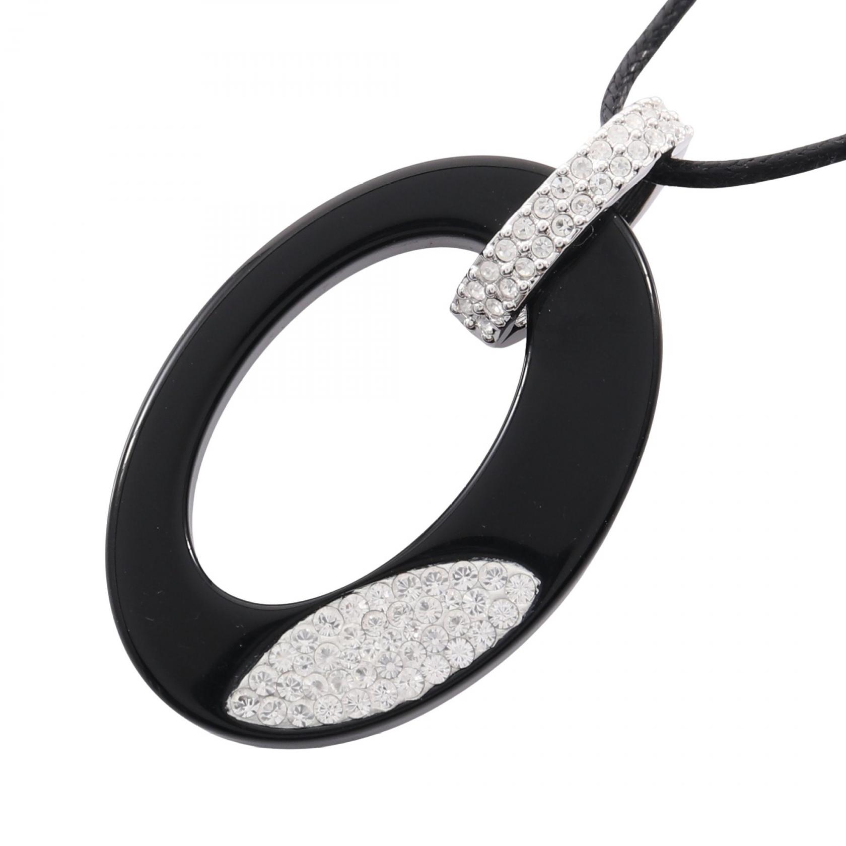 スワロフスキー SWAROVSKI ペンダント ネックレス ジュエリー ステンレススチール プラスチック / ラインストーン ブラック系 / シルバー系 / クリア系 【中古】