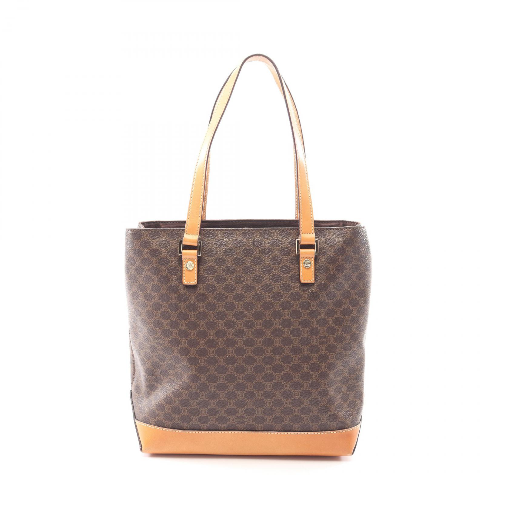 セリーヌ CELINE マカダム トートバッグ バッグ PVCコーティングキャンバス レザー ブラウン系 【中古】