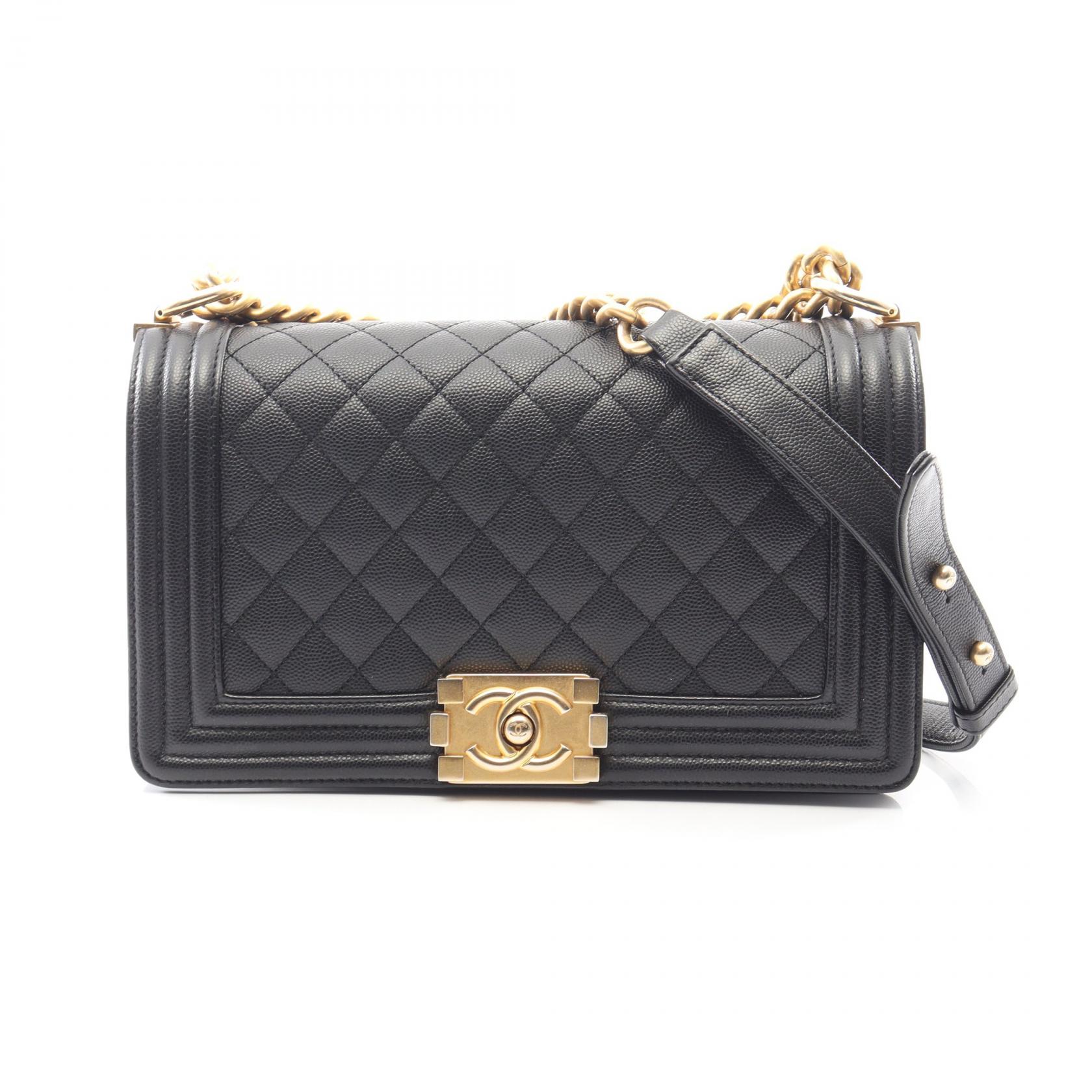 シャネル CHANEL ボーイシャネル ショルダーバッグ バッグ キャビアスキン(グレインドカーフ) ブラック系 A67086 【中古】