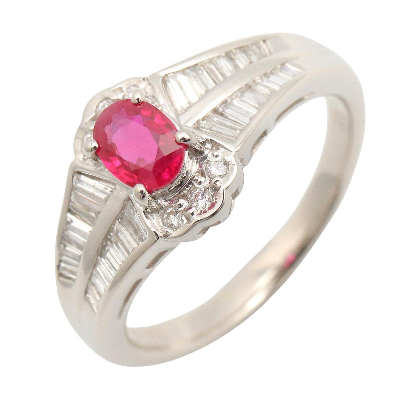 【10%OFFクーポン 7/21 10時～7/26 9:59】ジュエリー JEWELRY ルビー ダイヤ リング リング・指輪 ジュエリー Pt900プラチナ ダイヤモンド ルビー レッド系 / シルバー系 / クリア系 ﾙﾋﾞｰ 7.2g 【中古】｜RECLO（リクロ）店