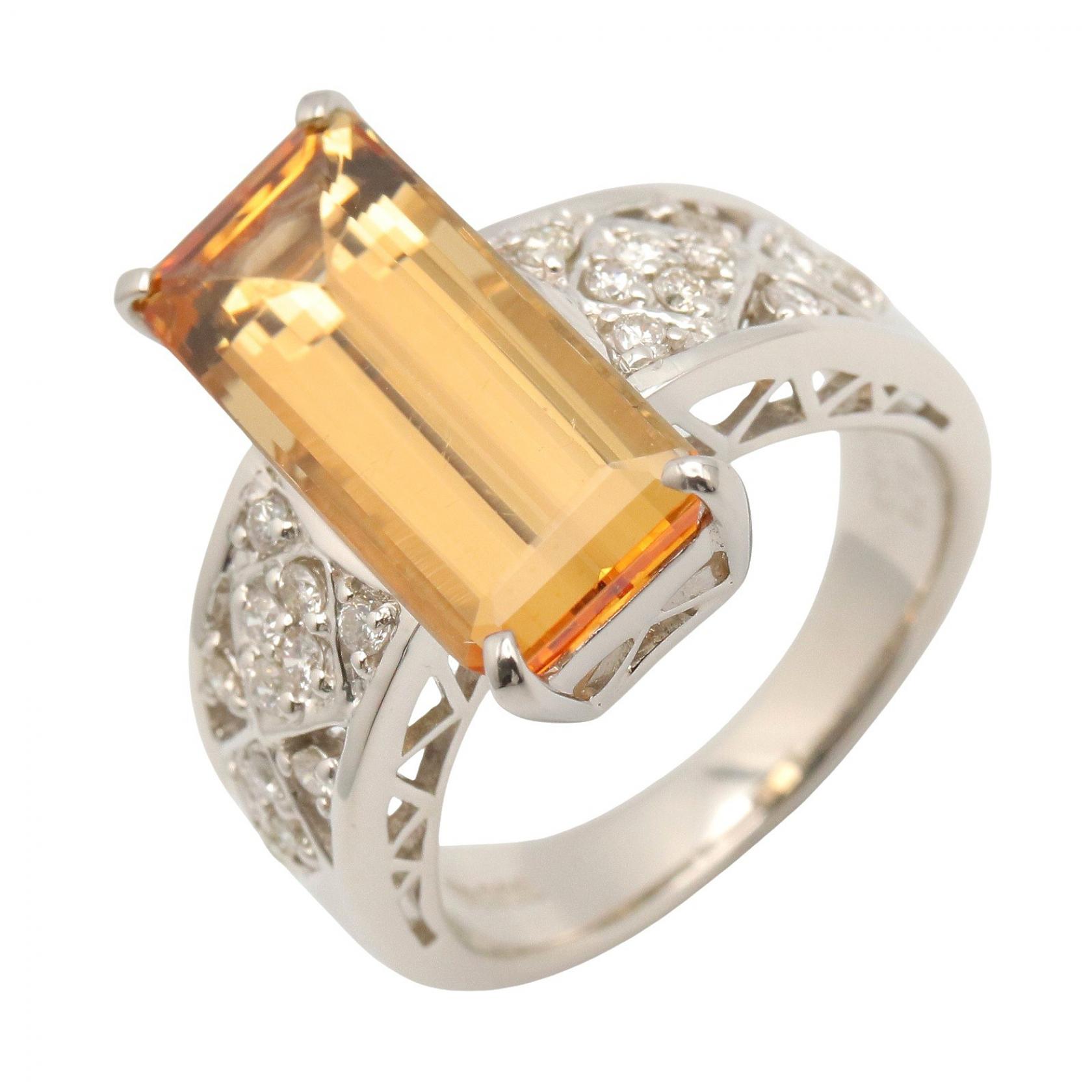 【10%OFFクーポン 7/21 10時~7/26 9:59】ジュエリー JEWELRY インペリアルトパーズ ダイヤ リング リング・指輪 ジュエリー Pt900プラチナ ダイヤモンド インペリアルトパーズ オレンジ系 / クリア系 / シルバー系 インペリアルトパーズ 12.3g 【中古】|RECLO(リクロ)店