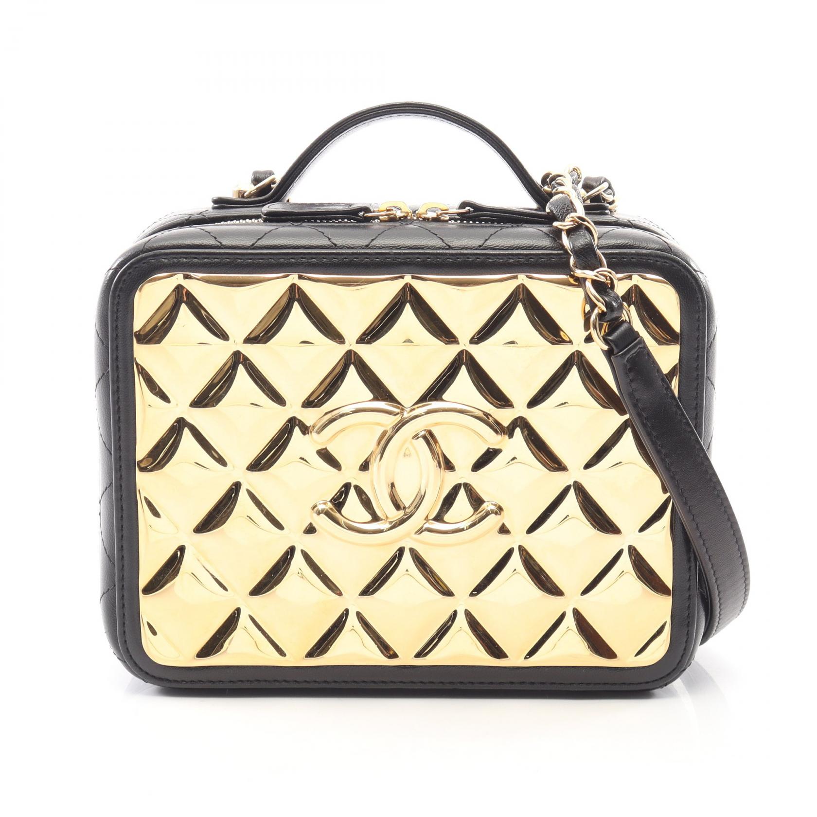【15%OFFクーポン 7/19 20時~7/26 9:59】シャネル CHANEL マトラッセ バニティバッグ 2WAY ショルダーバッグ バッグ ラムスキン(羊革) ブラック系 / ゴールド系 【中古】|RECLO(リクロ)店