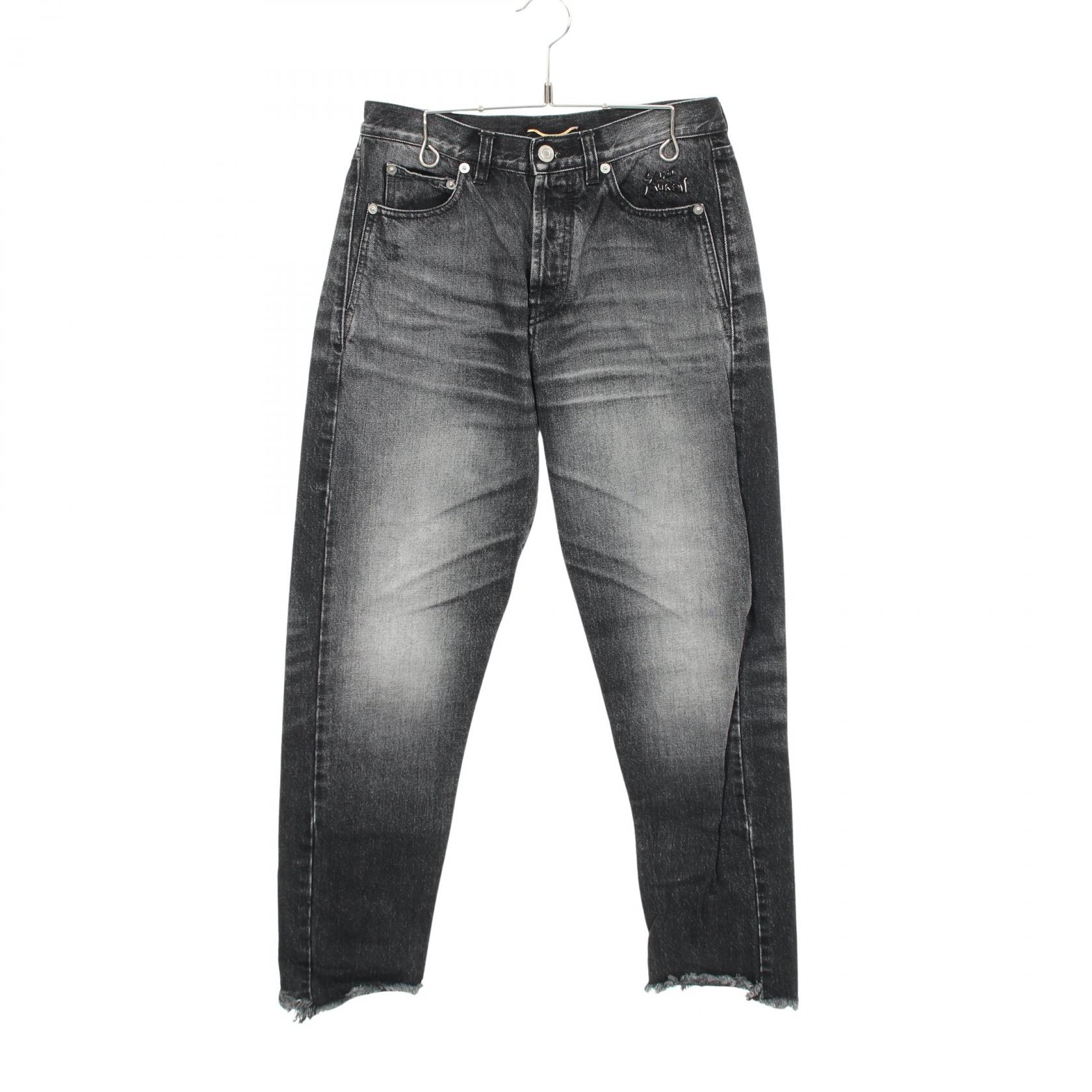 サンローランパリ SAINT LAURENT PARIS ロゴステッチ 切りっぱなし加工 デニムパンツ 衣料品 ボトムス コットン グレー系 480678 【中古】|RECLO(リクロ)店
