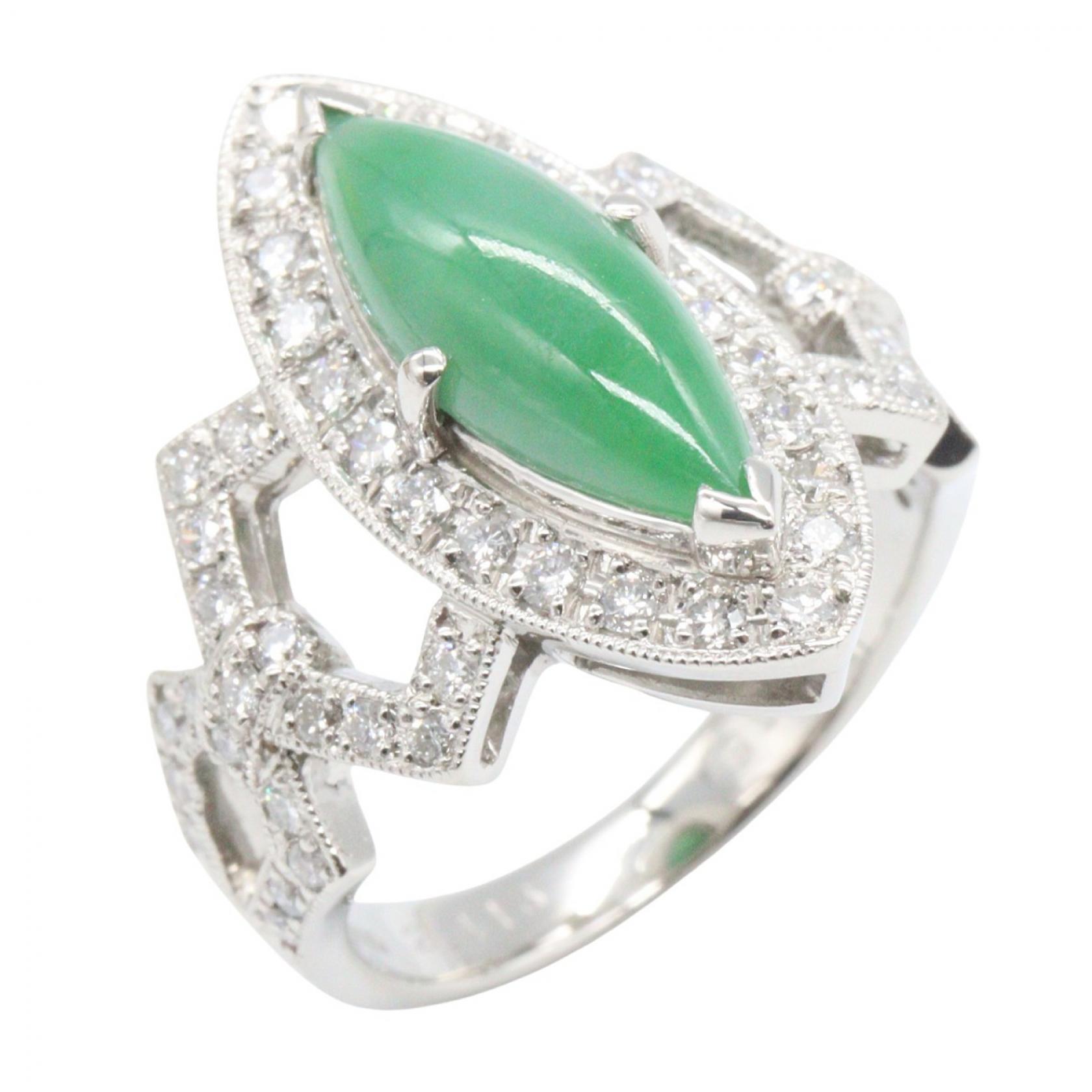 【10%OFFクーポン 7/21 10時～7/26 9:59】ジュエリー JEWELRY 翡翠 ダイヤモンド リング リング・指輪 ジュエリー Pt900プラチナ 翡翠 シルバー系 / グリーン系 翡翠 10.4g 【中古】｜RECLO（リクロ）店