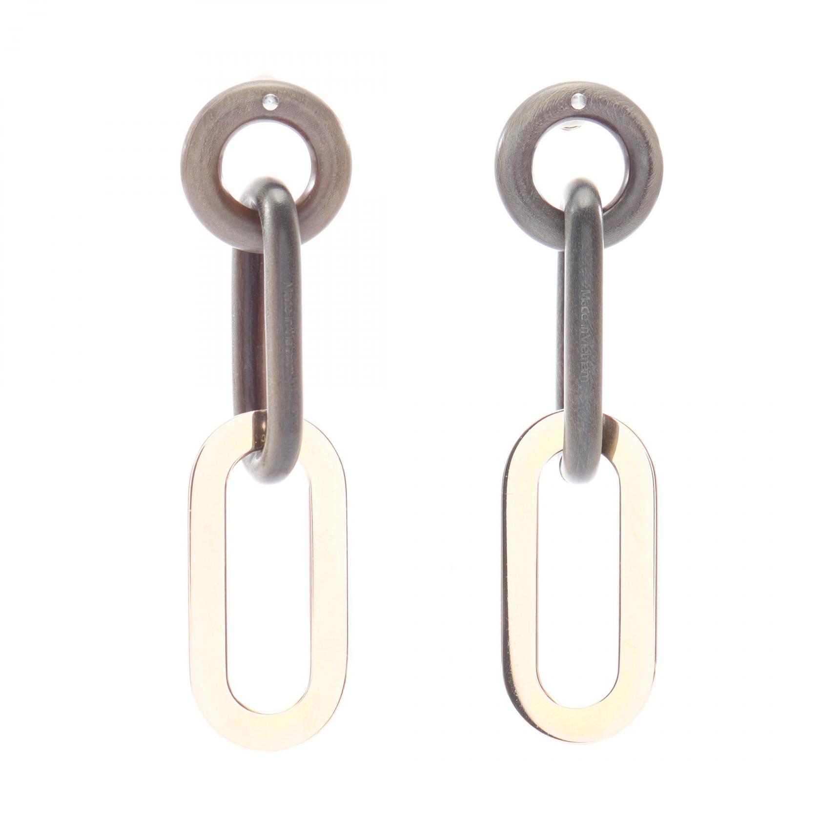エルメス HERMES ピアス ジュエリー GP（ゴールドメッキ） バッファローホーン グレー系 / ゴールド系 【中古】｜RECLO（リクロ）店