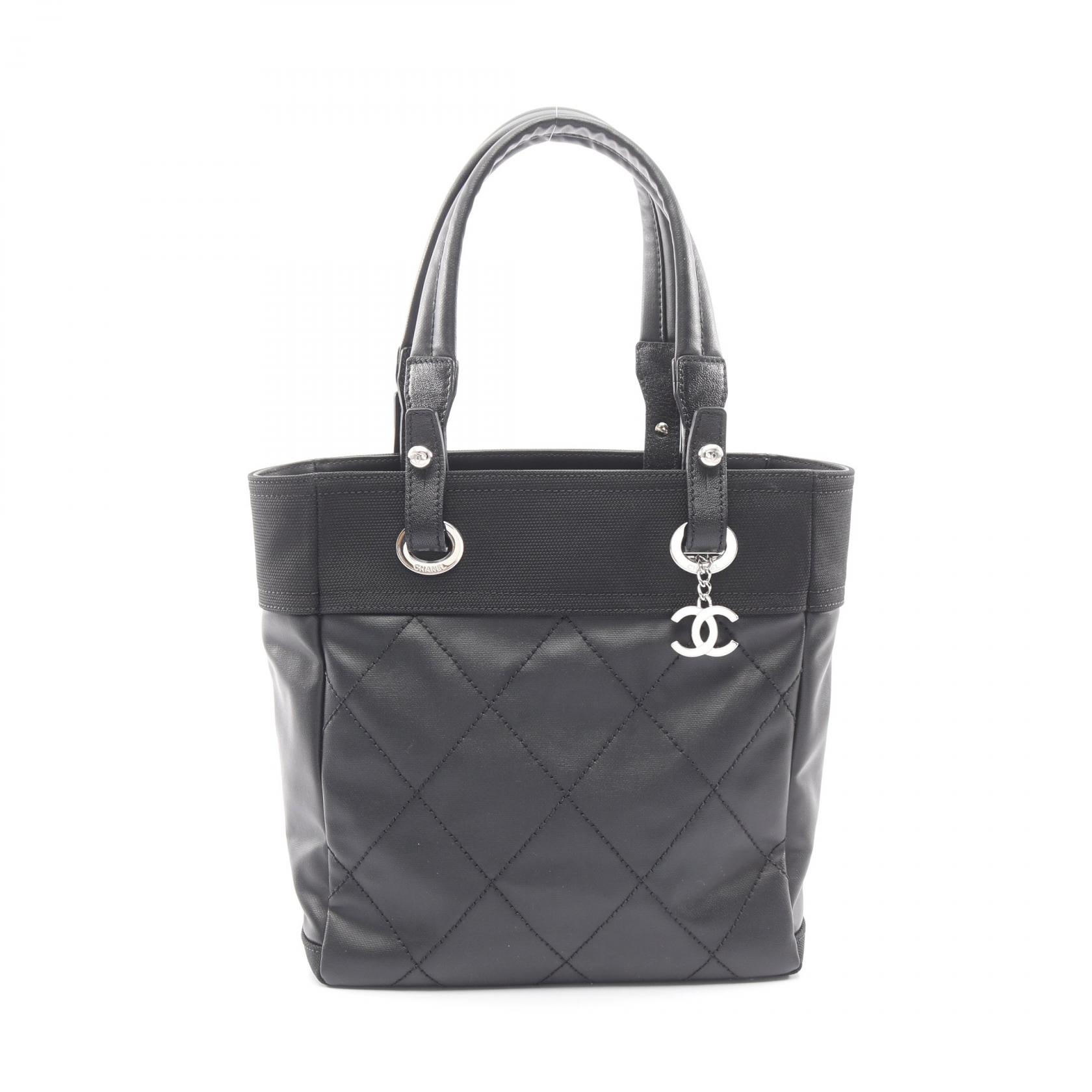 【10%OFFクーポン 7/21 10時~7/26 9:59】シャネル CHANEL パリビアリッツPM トートバッグ バッグ PVCコーティングキャンバス レザー ブラック系 A34208 【中古】|RECLO(リクロ)店