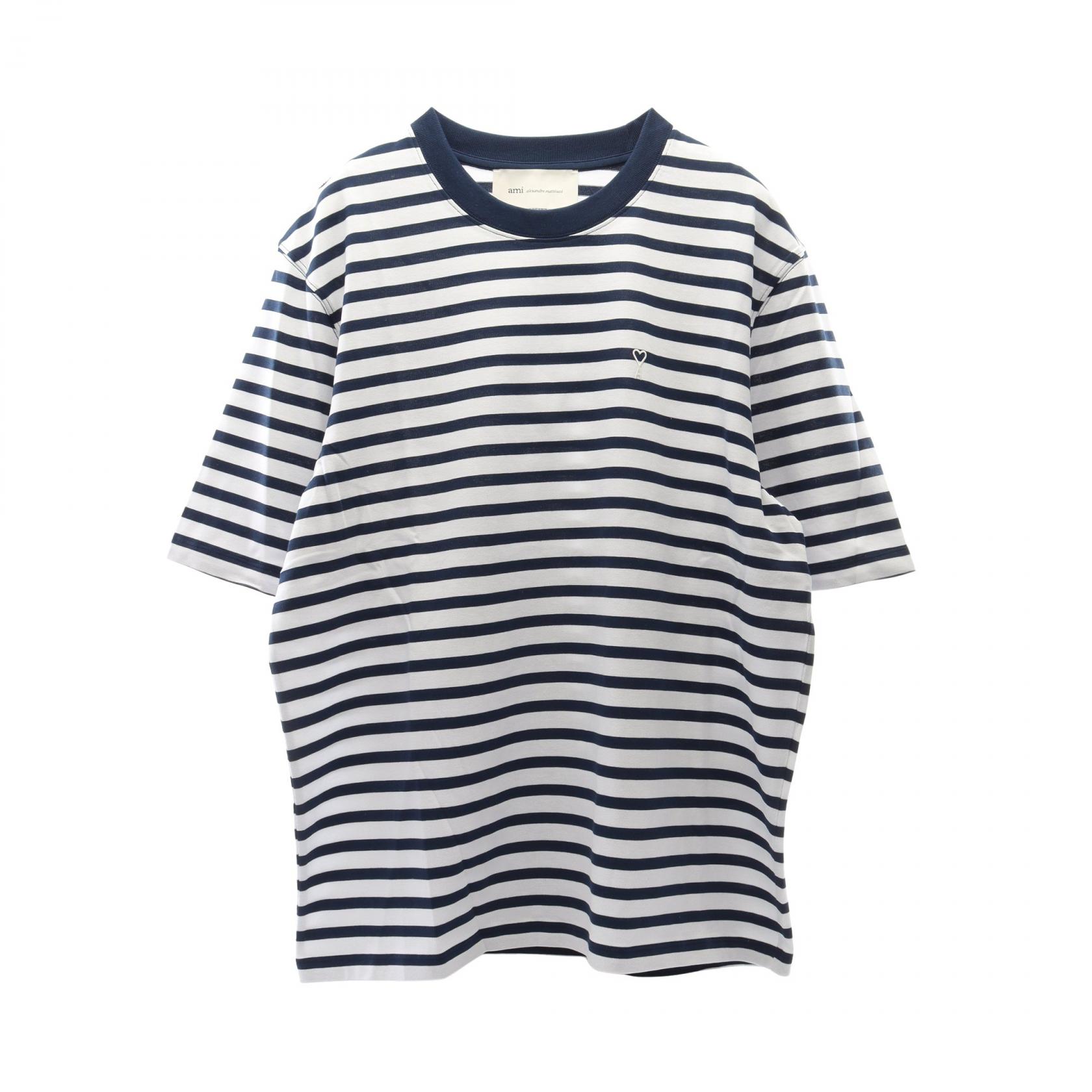 アミ AMI ボクシーフィット マリンボーダー 半袖Tシャツ 衣料品 トップス コットン ホワイト系 / ブルー系 UTS374.JE0210A044M 【新品】｜RECLO（リクロ）店