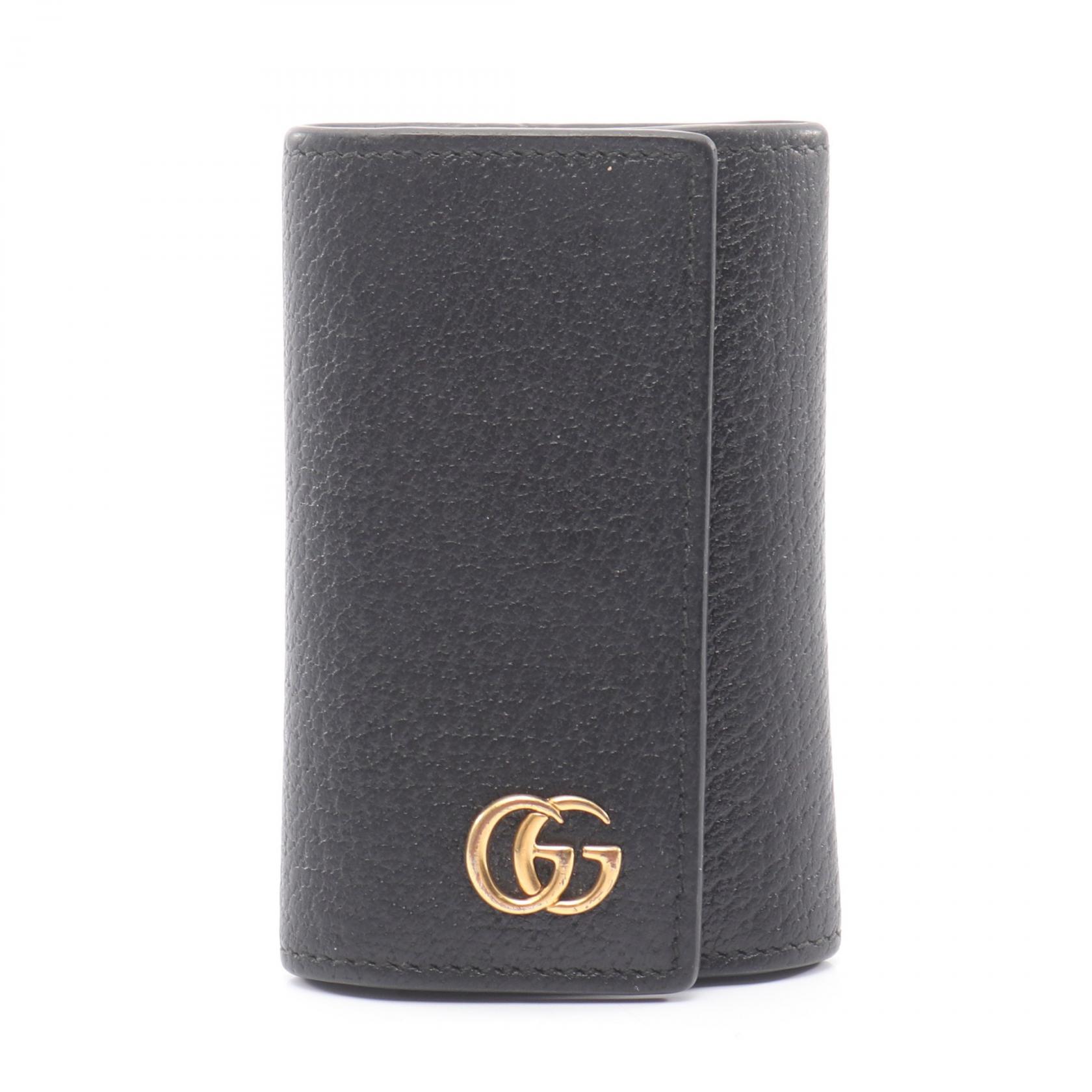 グッチ GUCCI GGマーモント 6連 キーケース アクセサリー レザー ブラック系 435305 【中古】|RECLO(リクロ)店