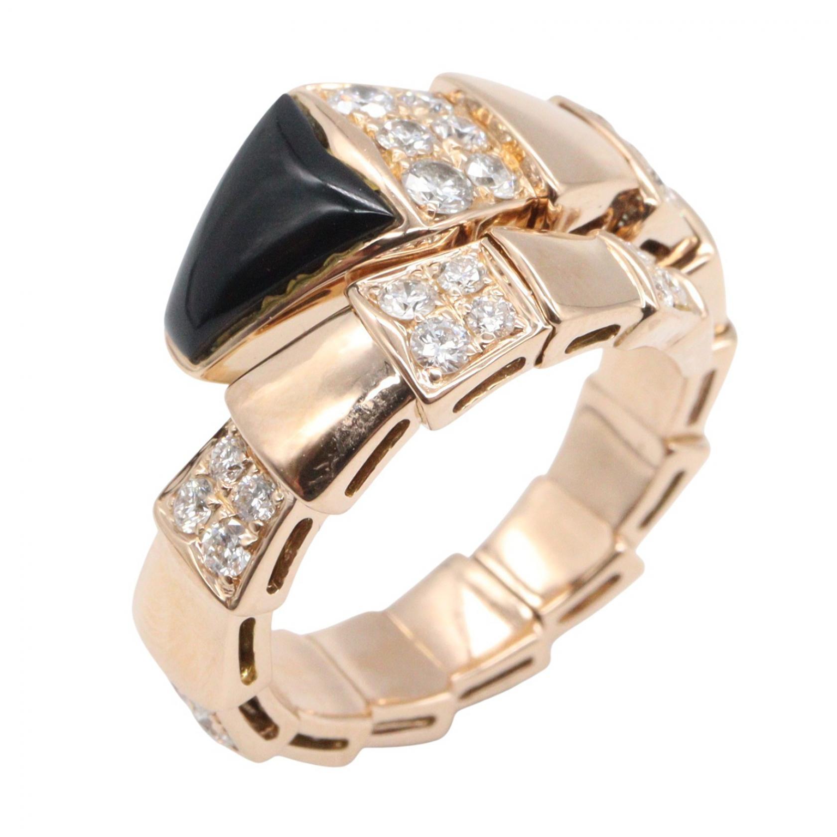 ブルガリ BVLGARI セルペンティ オニキス ダイヤ リング M リング・指輪 ジュエリー K18PG（ピンクゴールド） ダイヤモンド オニキス ゴールド系 / クリア系 / ブラック系 【中古】｜RECLO（リクロ）店