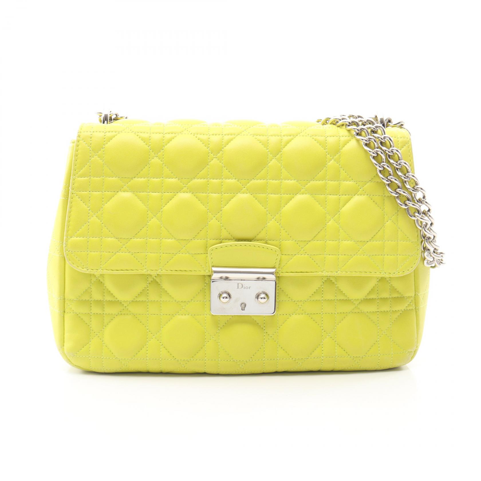 【15%OFFクーポン 7/19 20時~7/26 9:59】ディオール Dior ニューロック カナージュ ネオンカラー ショルダーバッグ バッグ レザー グリーン系 【中古】|RECLO(リクロ)店