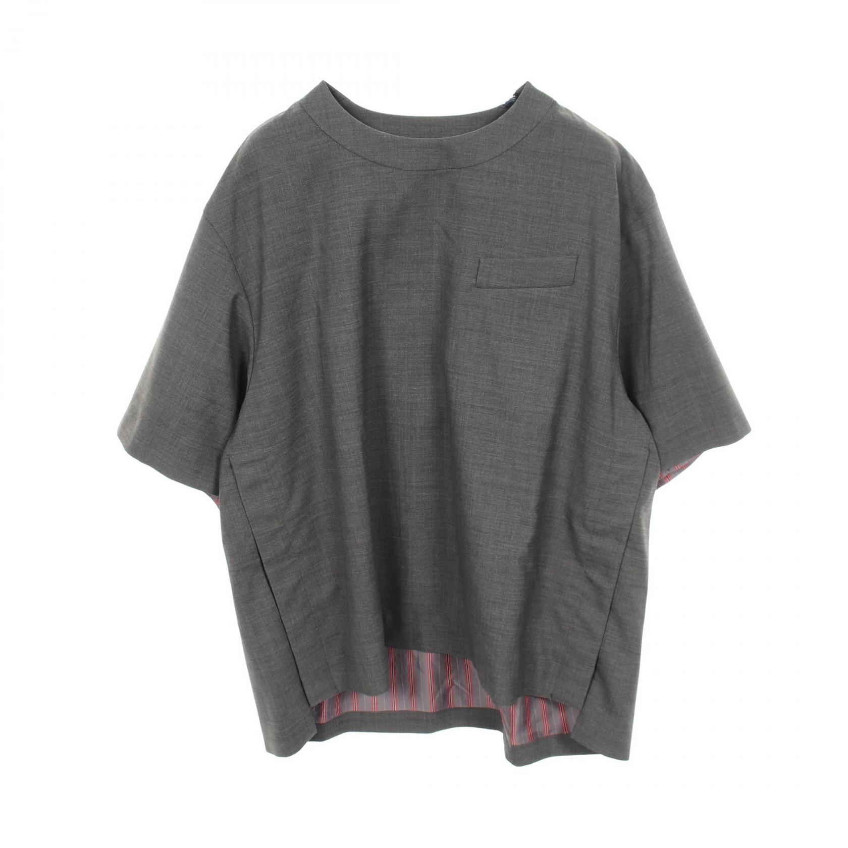 【10%OFFクーポン 7/21 10時~7/26 9:59】サカイ Sacai SUITING PULLOVER 半袖 カットソー 衣料品 トップス ウール ポリエステル グレー系 【中古】|RECLO(リクロ)店