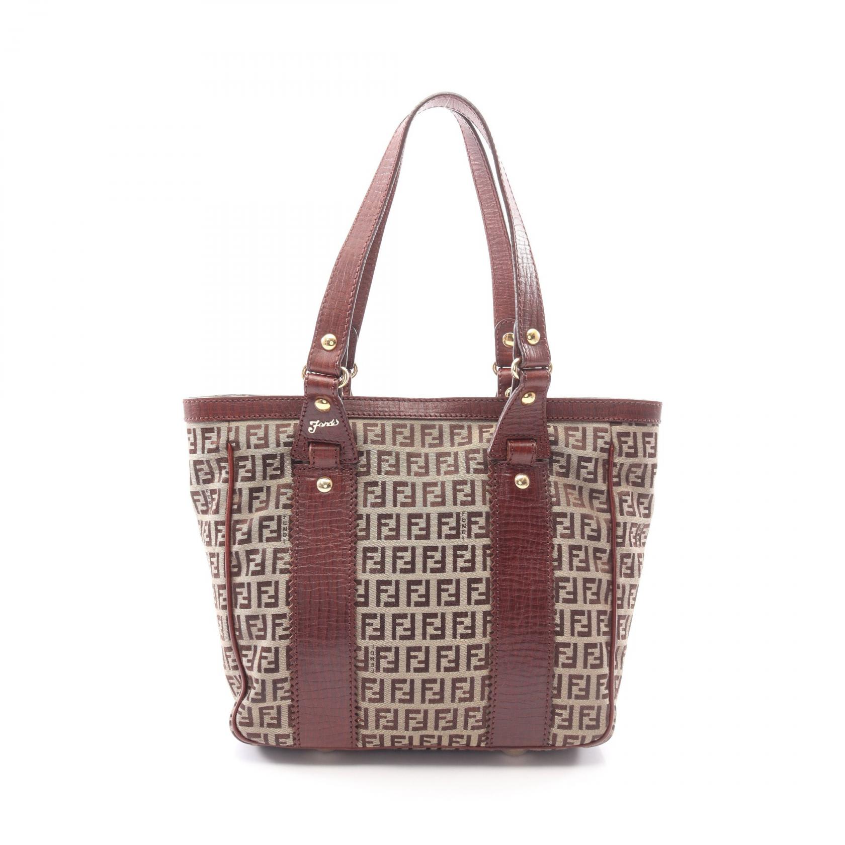 フェンディ FENDI ズッキーノ トートバッグ バッグ キャンバス レザー ベージュ系 / ブラウン系 【中古】｜RECLO（リクロ）店