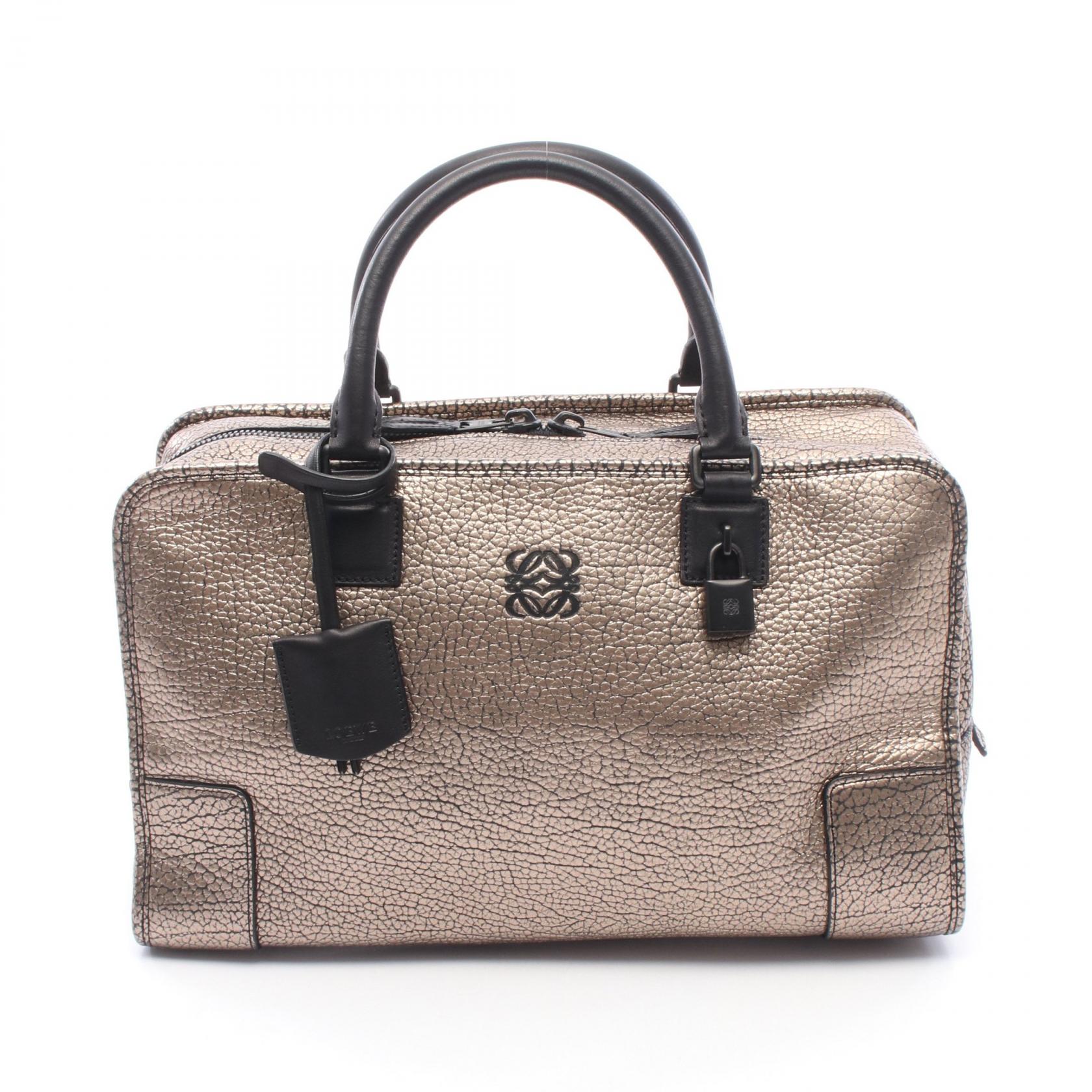 【15%OFFクーポン 7/19 20時~7/26 9:59】ロエベ LOEWE アマソナ36 メタリック ハンドバッグ バッグ レザー ゴールド系 【中古】|RECLO(リクロ)店