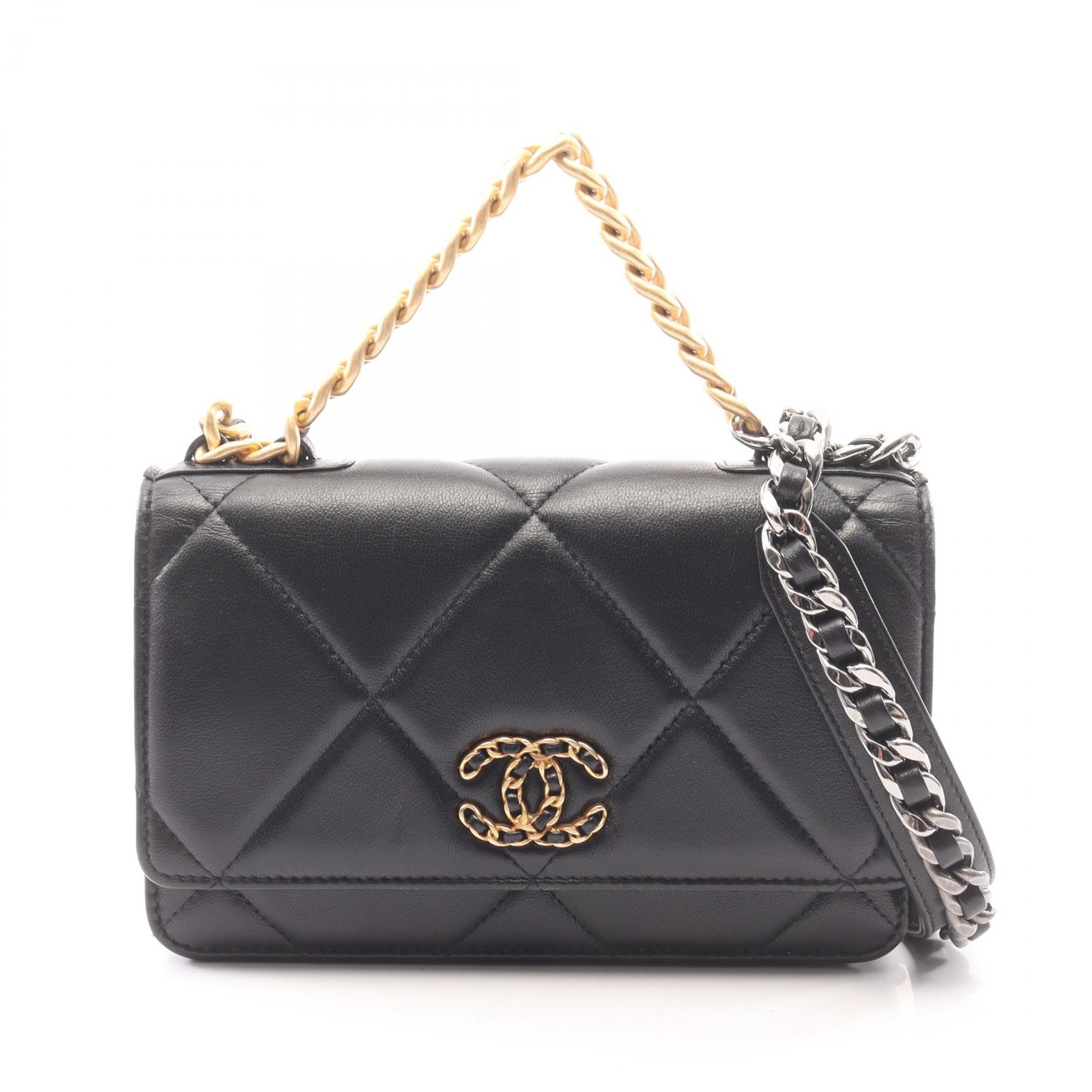 【15%OFFクーポン 7/19 20時～7/26 9:59】シャネル CHANEL 19 ディズヌフ コンビ金具 2WAY ショルダーバッグ バッグ ラムスキン（羊革） ブラック系 AP0957 【中古】｜RECLO（リクロ）店