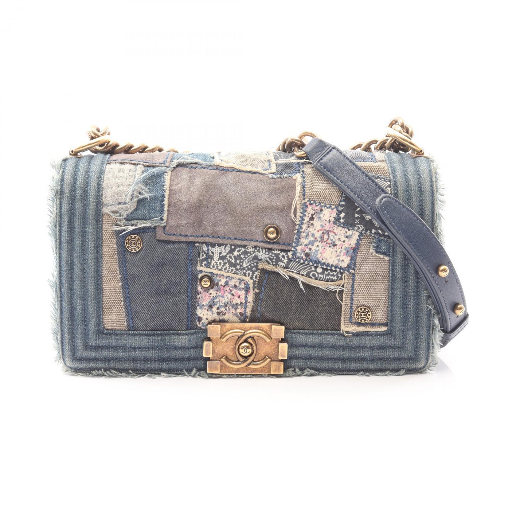 【15%OFFクーポン 7/19 20時～7/26 9:59】シャネル CHANEL ボーイシャネル パッチワーク ショルダーバッグ バッグ デニム ブルー系 / マルチカラー A67086 【中古】｜RECLO（リクロ）店