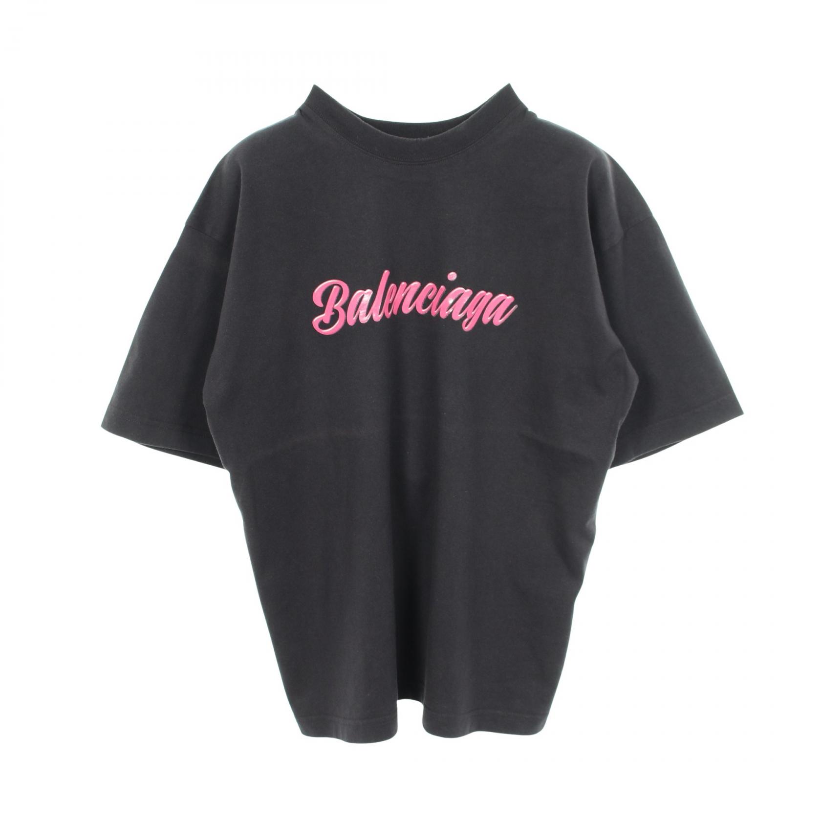 【10%OFFクーポン 7/21 10時～7/26 9:59】バレンシアガ BALENCIAGA ロゴ 半袖Tシャツ 衣料品 トップス コットン ブラック系 / ピンク系 【中古】｜RECLO（リクロ）店 32,175円
