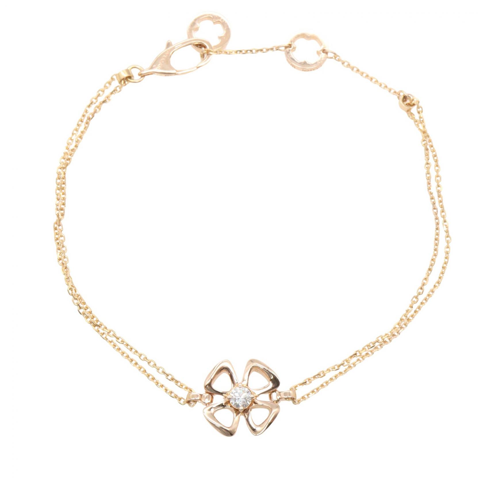 【10%OFFクーポン 7/21 10時～7/26 9:59】ブルガリ BVLGARI フィオレバー SM 1PD ブレスレット ブレスレット アクセサリー K18PG（ピンクゴールド） ダイヤモンド ゴールド系 / クリア系 【中古】｜RECLO（リクロ）店
